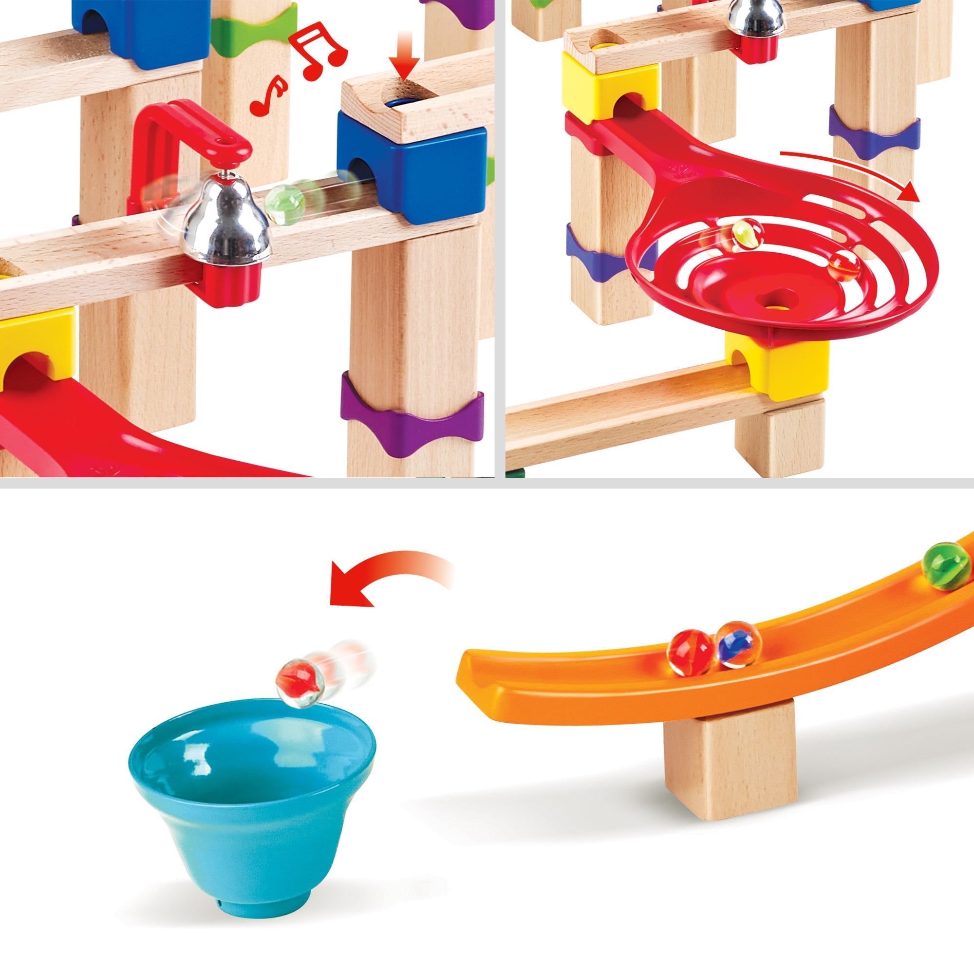  Hape Hape Marble Run Tricks n' Twists DIY Wood Building Racetrack - Multi - Bonton