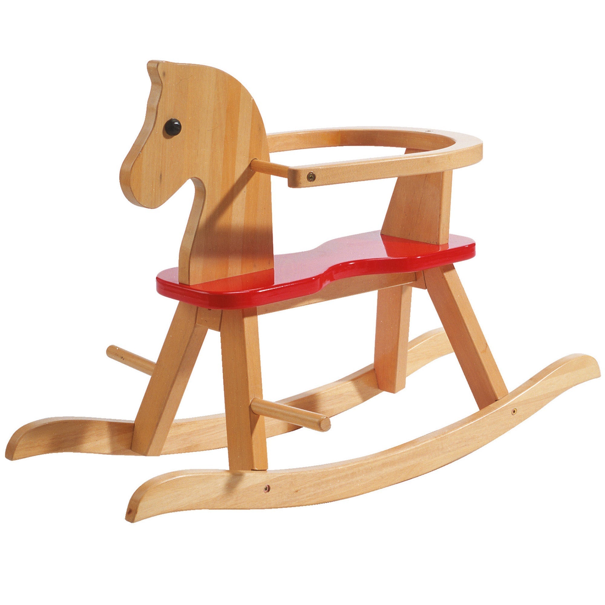  Roba-Kids Wooden Ride-on Rocking Horse in Neutral/Red, 55 Lb Capacity - Multi - Bonton