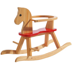 Wooden Ride-on Rocking Horse in Neutral/Red, 55 Lb Capacity