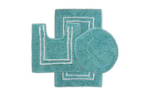 St Mary's Tufted 3 Piece Cotton Bath Rug Set With Lid