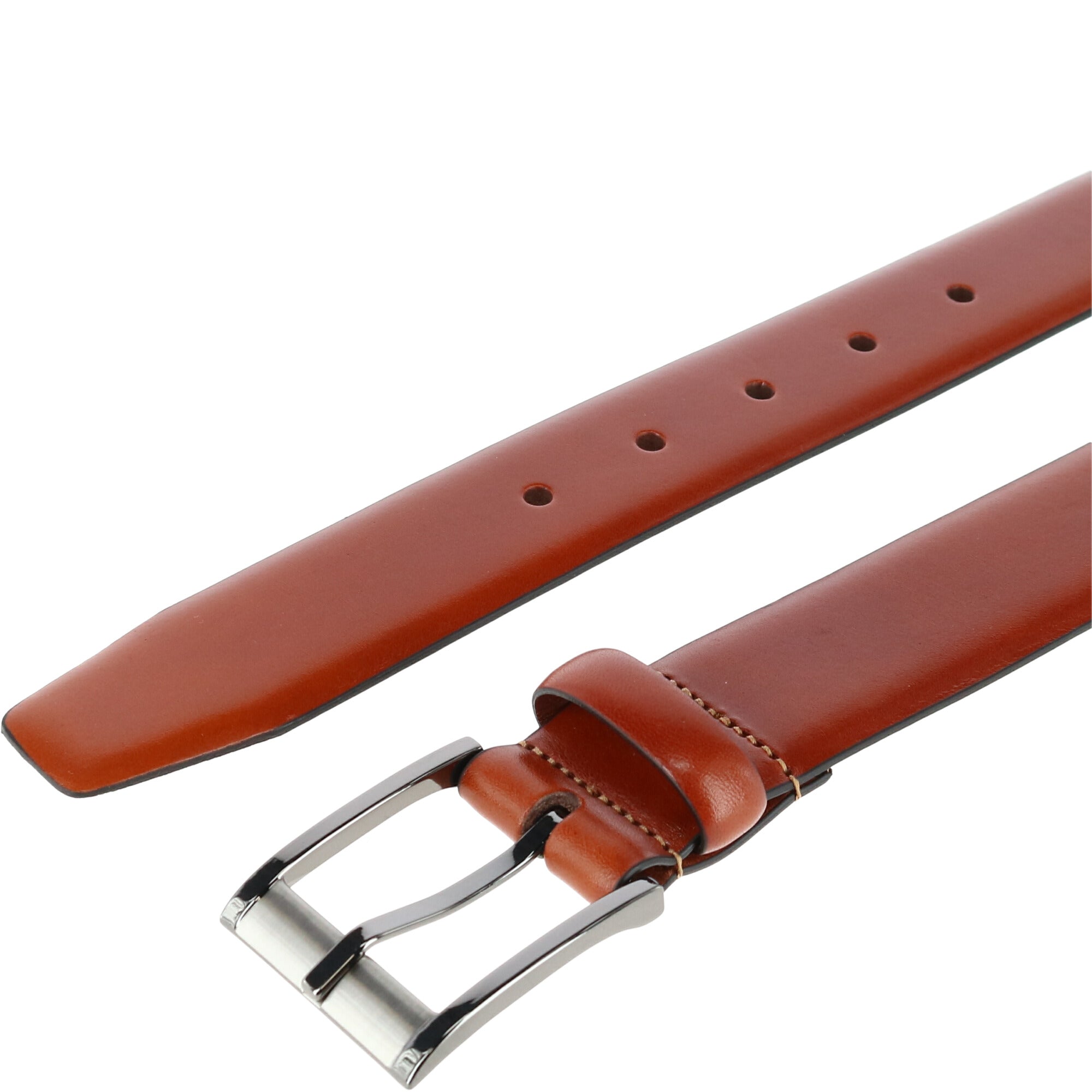  Trafalgar Matteo 35mm Feather Edge Dress Belt - Brown - Bonton