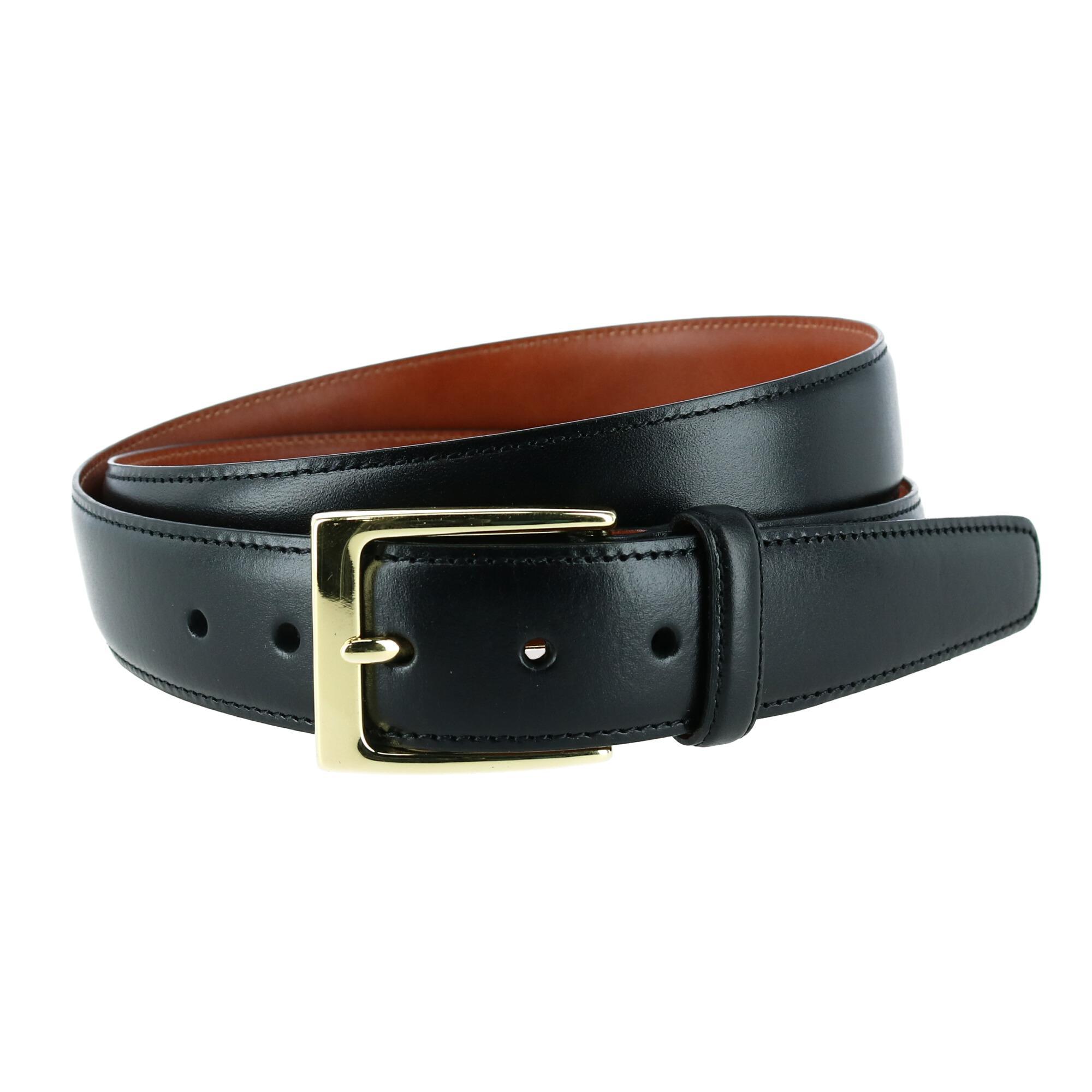  Trafalgar Classic 30mm Cortina Leather Belt - Black with Silver Buckle - Bonton