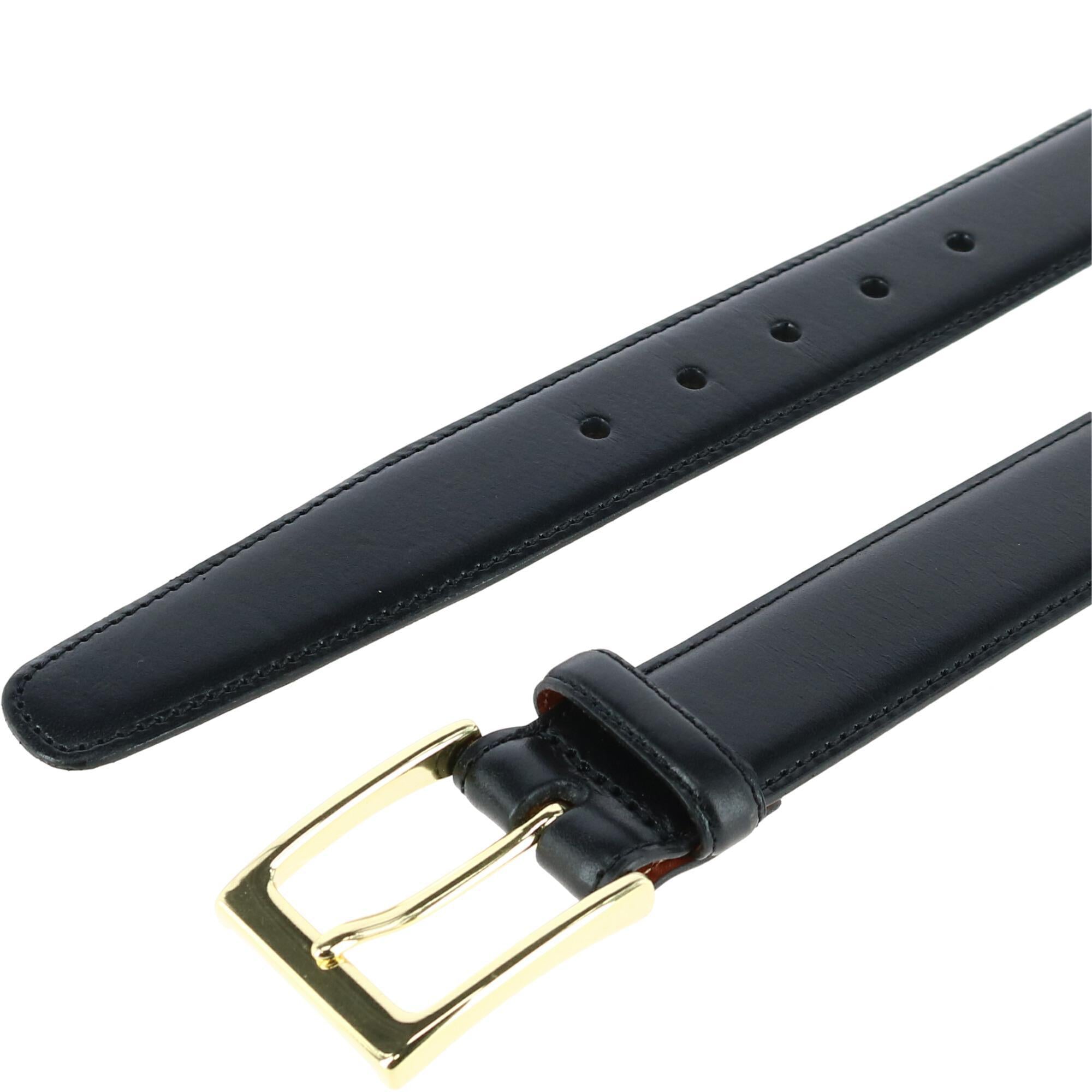  Trafalgar Classic 30mm Cortina Leather Belt - Black with Silver Buckle - Bonton