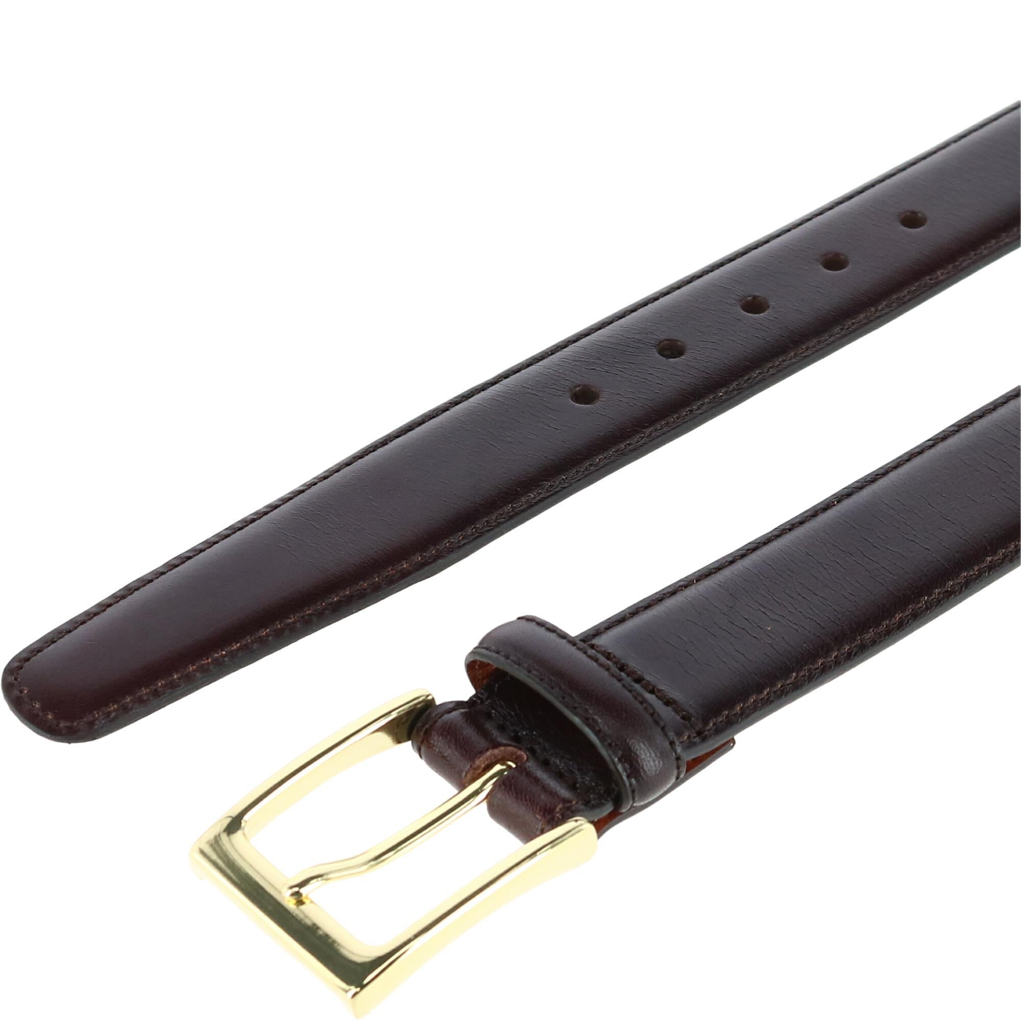  Trafalgar Classic 30mm Cortina Leather Belt - Black with Silver Buckle - Bonton