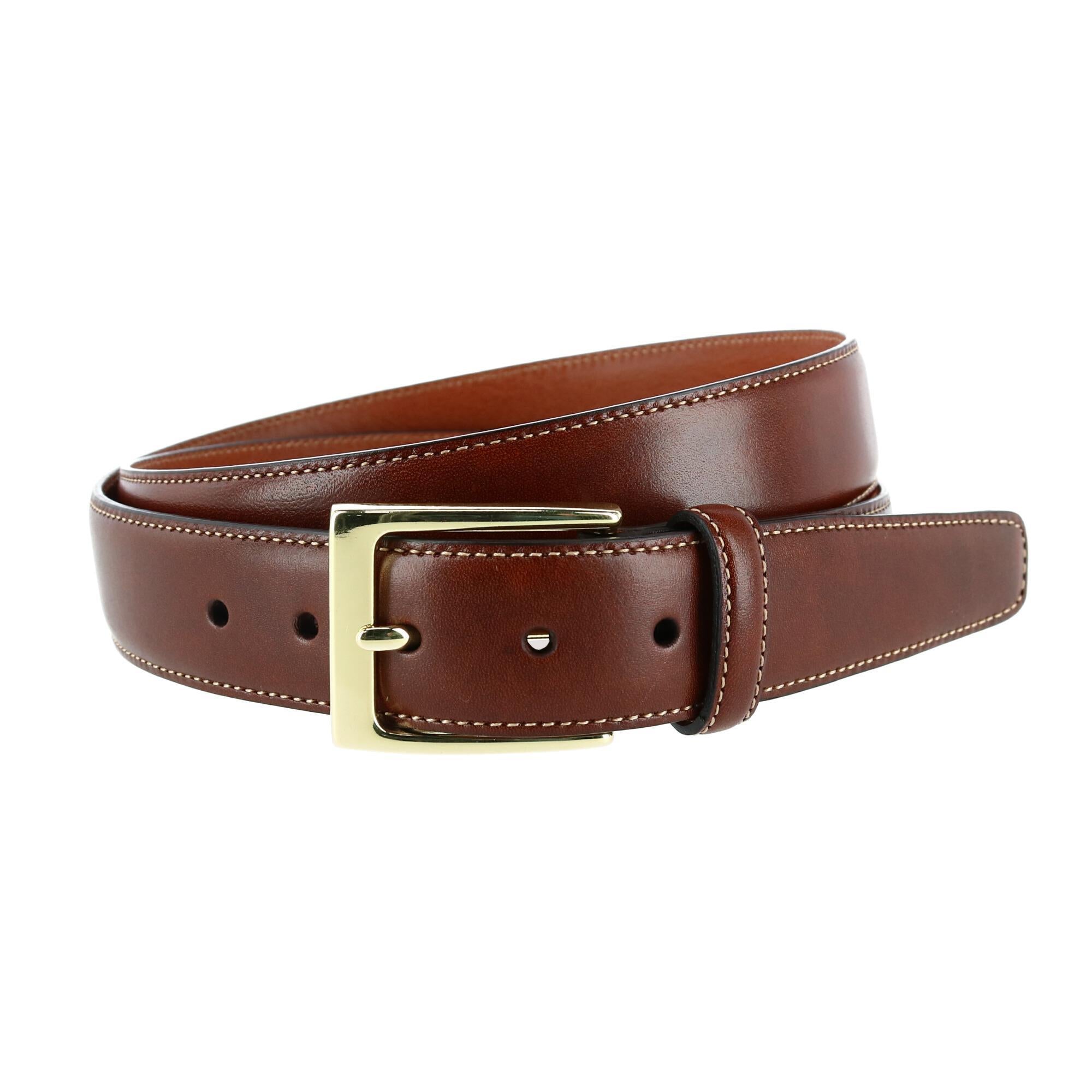  Trafalgar Classic 30mm Cortina Leather Belt - Mahogany - Bonton