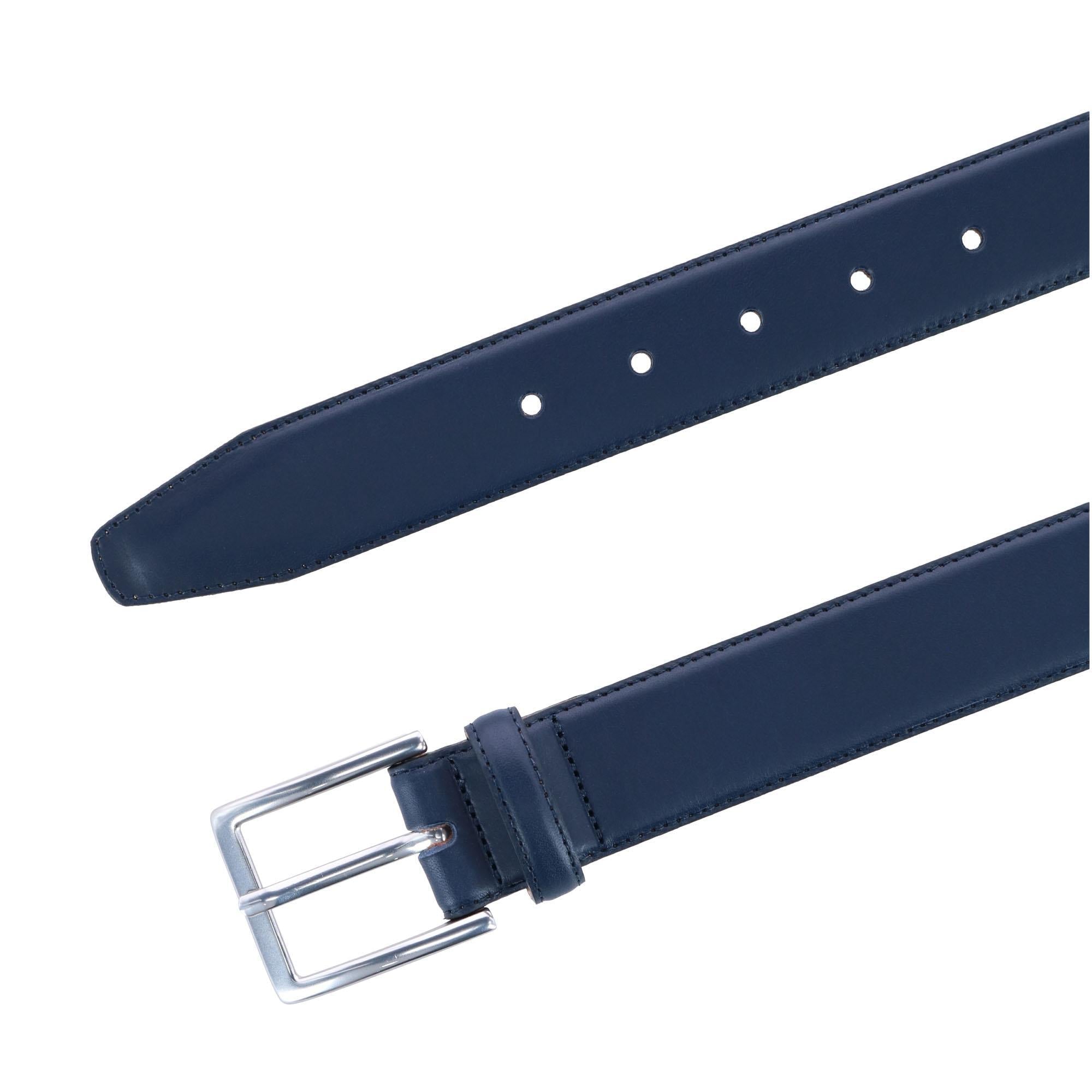  Trafalgar Orion Smooth Calfskin 35mm Dress Belt - Navy - Bonton