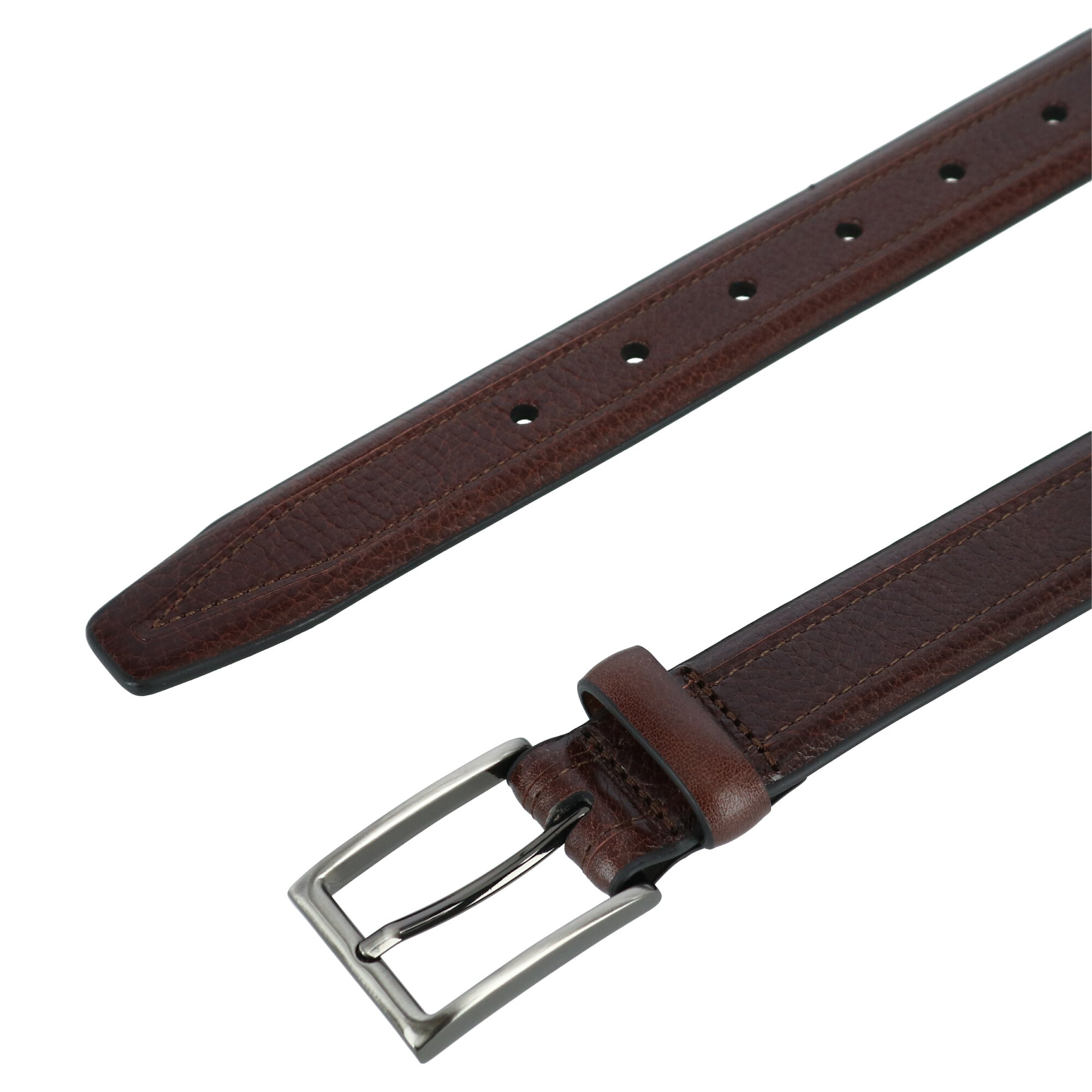  Trafalgar Perforated Touch Leather Belt - Black - Bonton