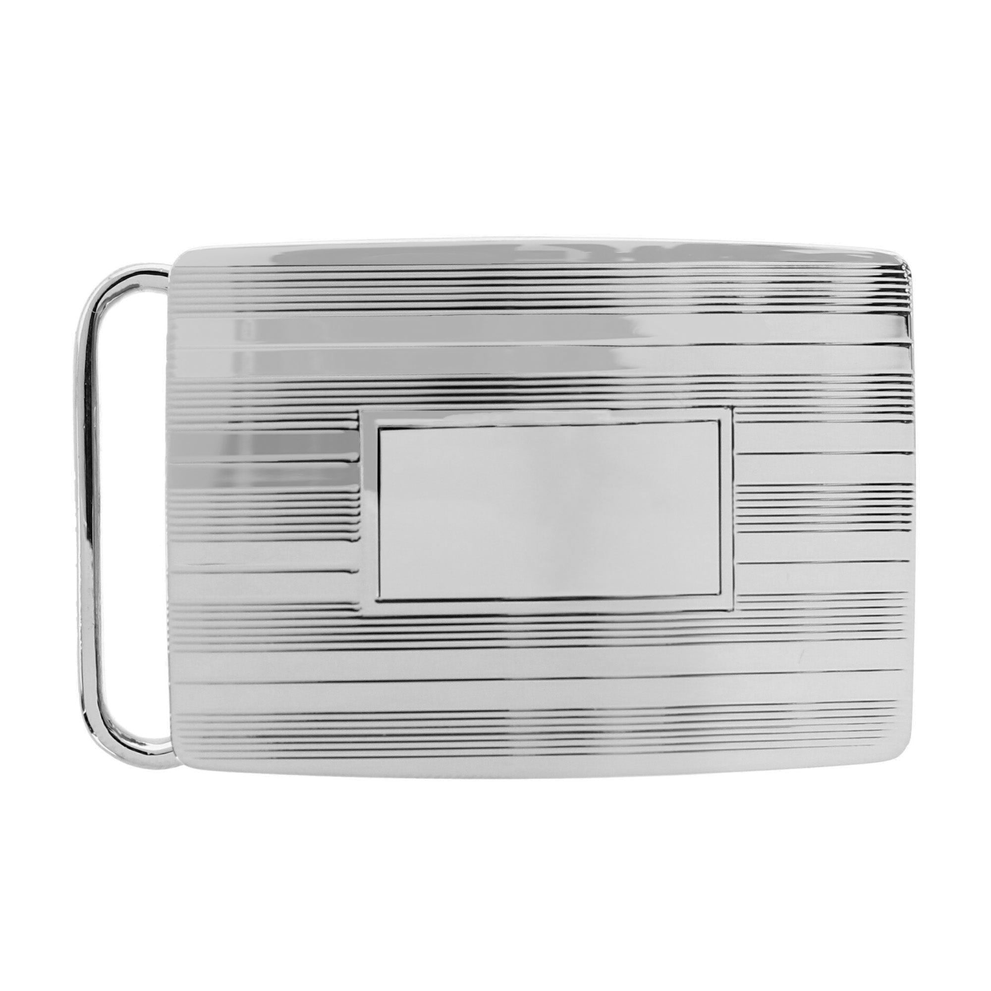  Trafalgar 30mm Engine Turned Rhodium Compression Belt Buckle - Silver - Bonton