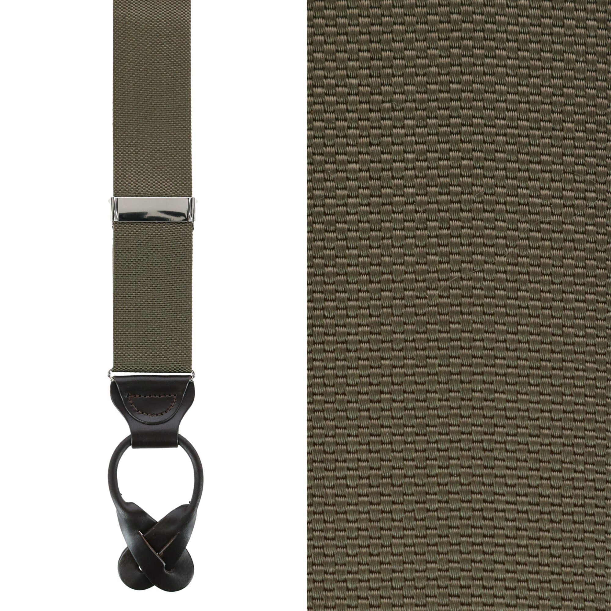  Trafalgar Hudson Nylon Button End Braces - Buff Khaki - Bonton