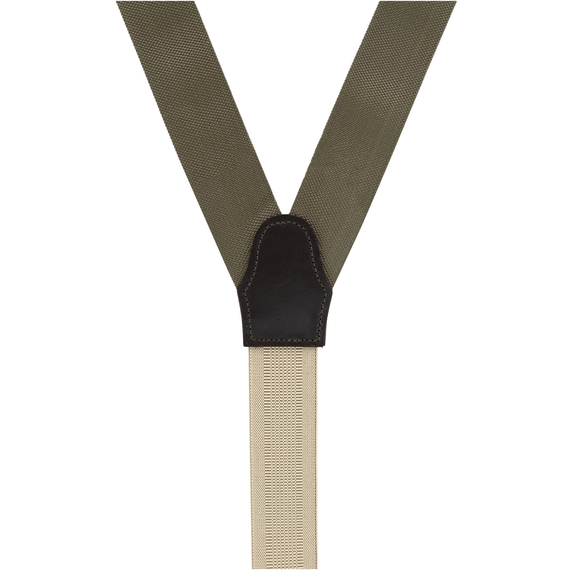  Trafalgar Hudson Nylon Button End Braces - Dark Khaki - Bonton