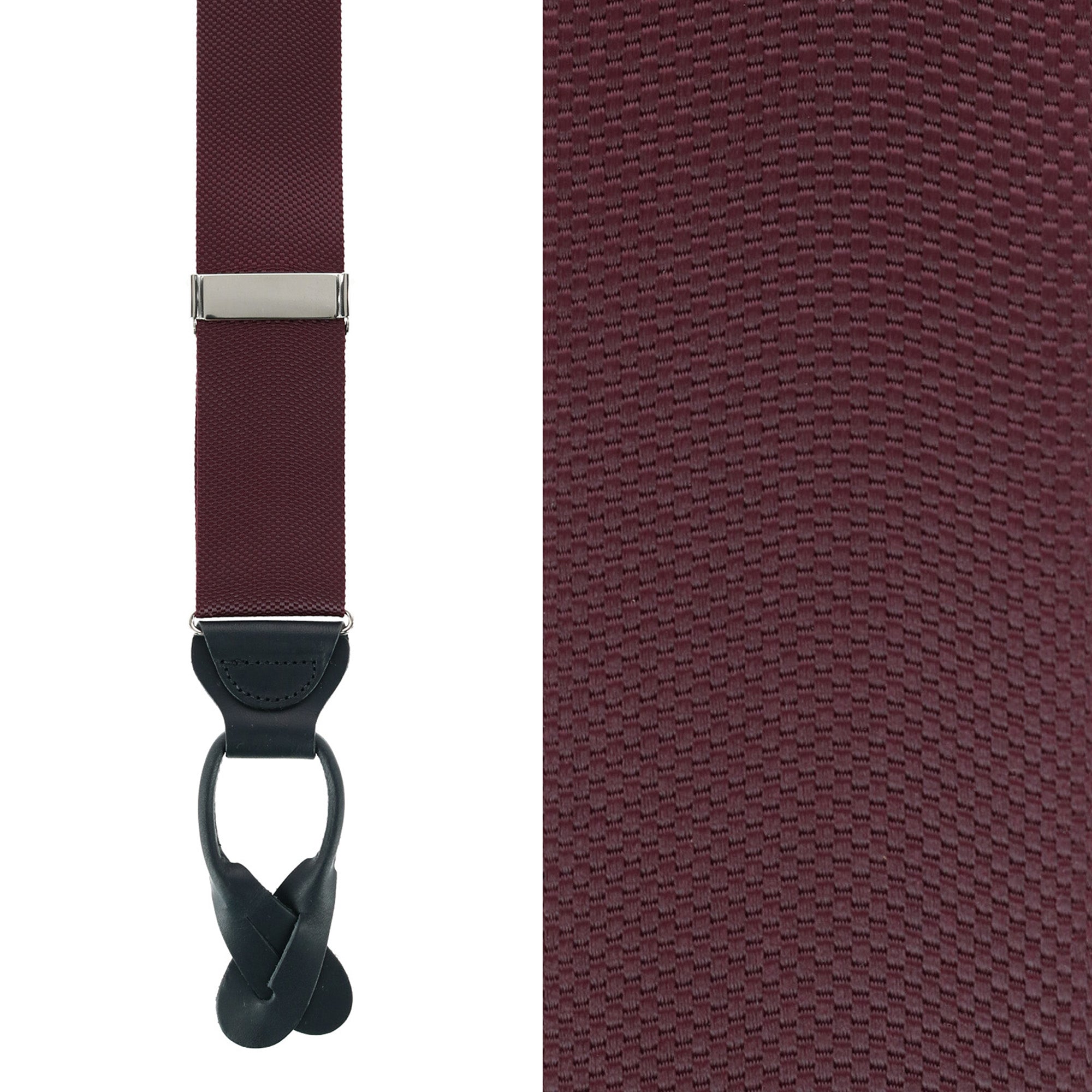  Trafalgar Hudson Nylon Button End Braces - Burgundy - Bonton