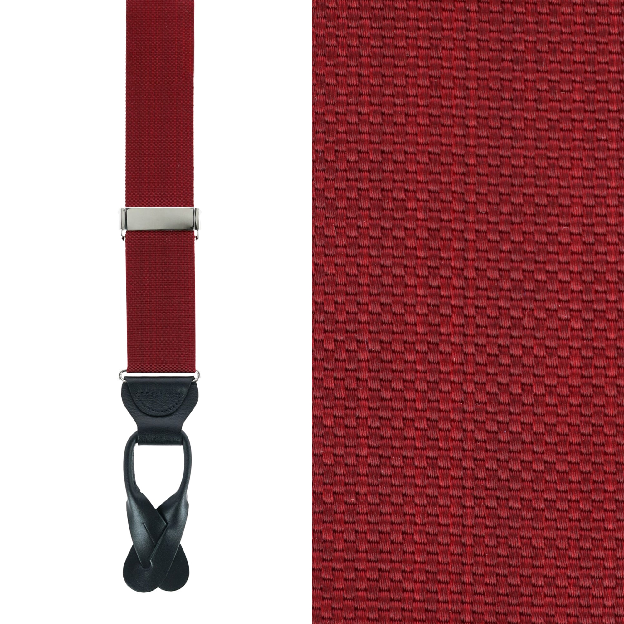  Trafalgar Hudson Nylon Button End Braces - Burgundy - Bonton