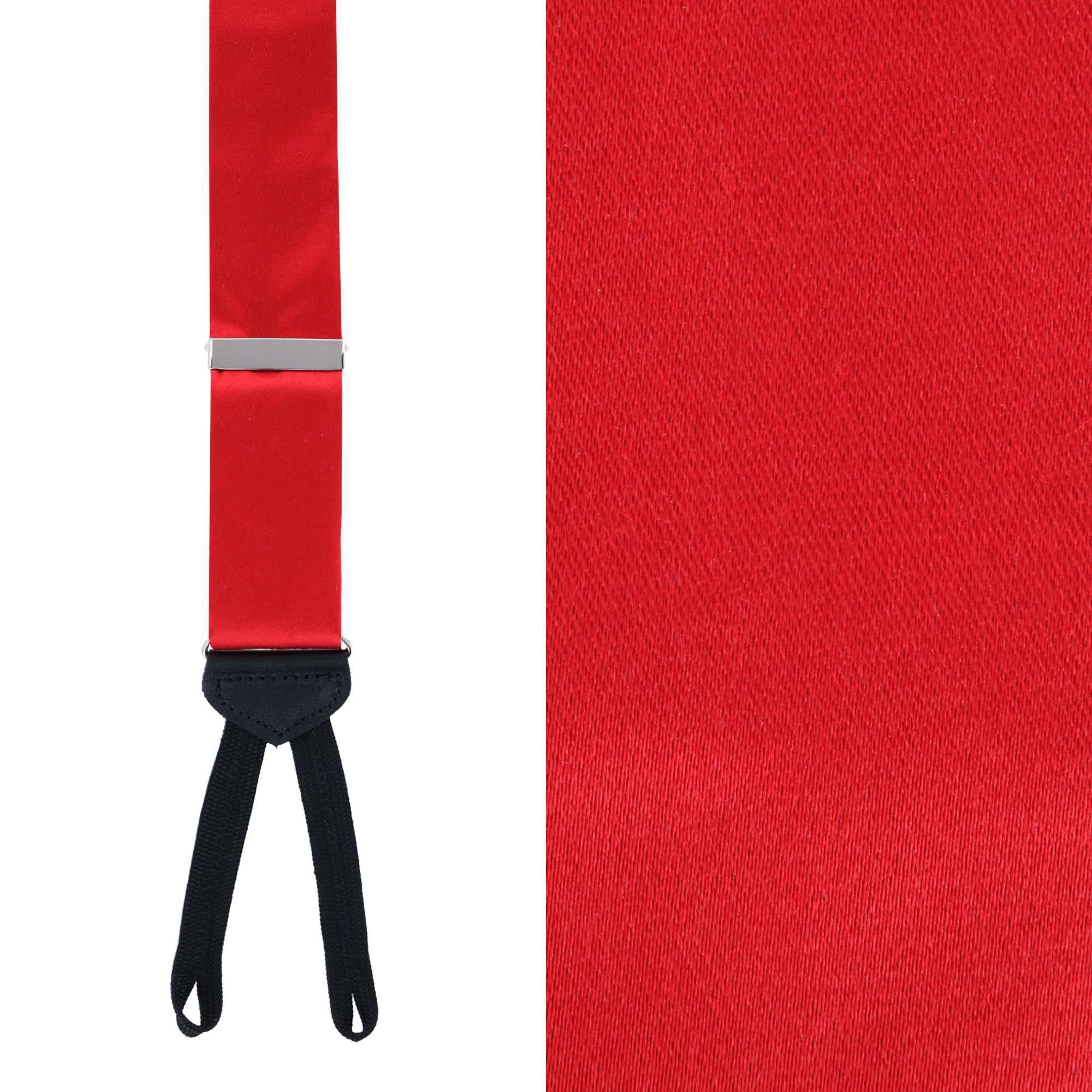  Trafalgar Sutton Solid Color Silk Formal End Braces - Red - Bonton