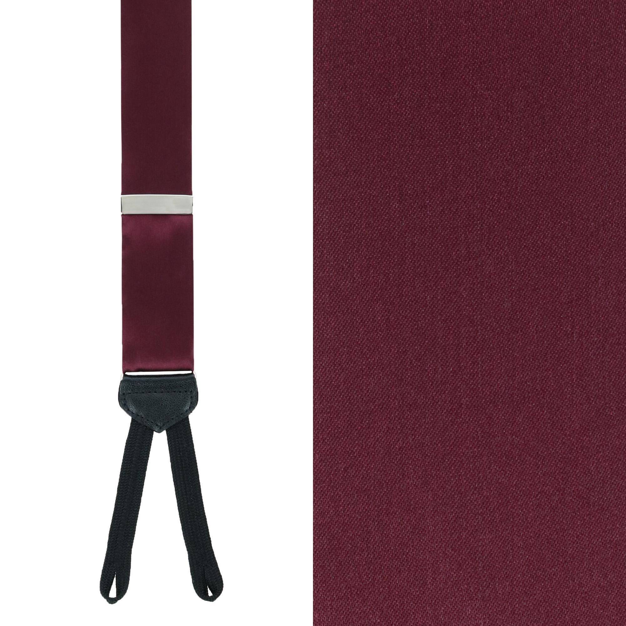  Trafalgar Sutton Solid Color Silk Formal End Braces - Burgundy - Bonton