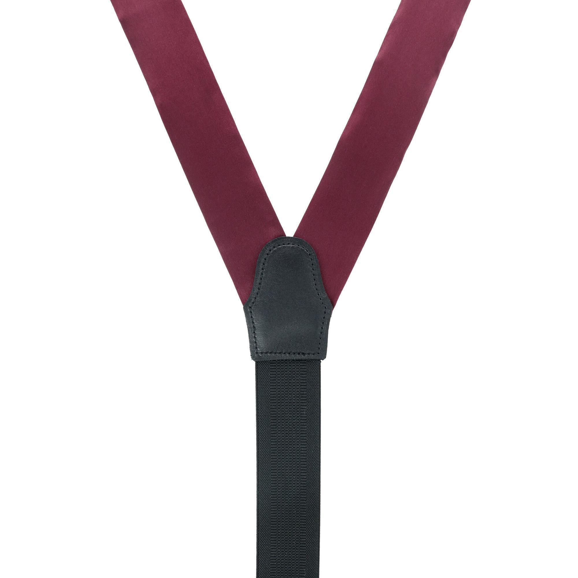  Trafalgar Sutton Solid Color Silk Formal End Braces - Burgundy - Bonton