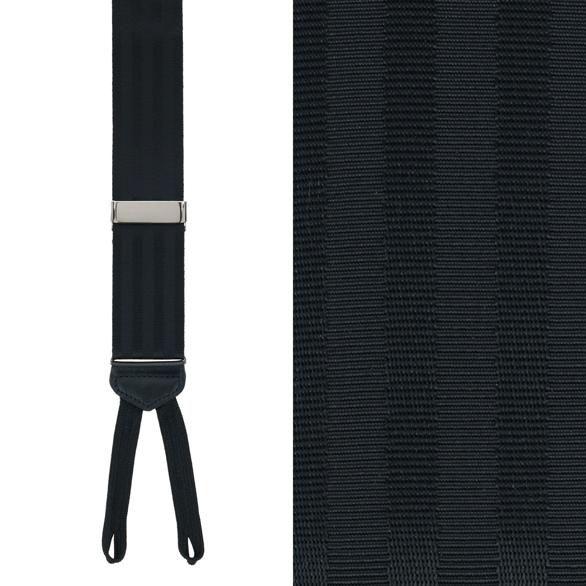  Trafalgar Astaire 38mm Grosgrain Stripe Ribbon Formal End Braces - Black with Grey Stripe - Bonton