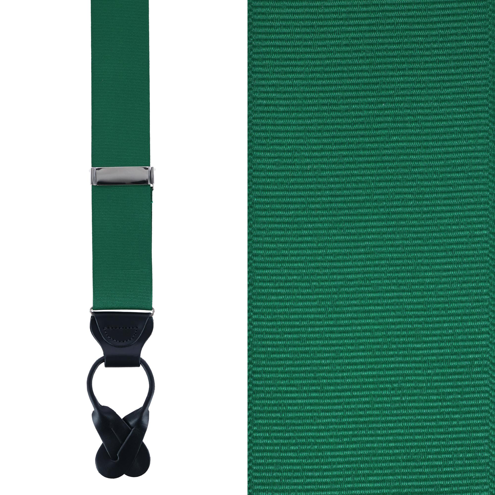  Trafalgar Phoenix 38mm Grosgrain Non Stretch Ribbon Button End Braces - Dark Green - Bonton