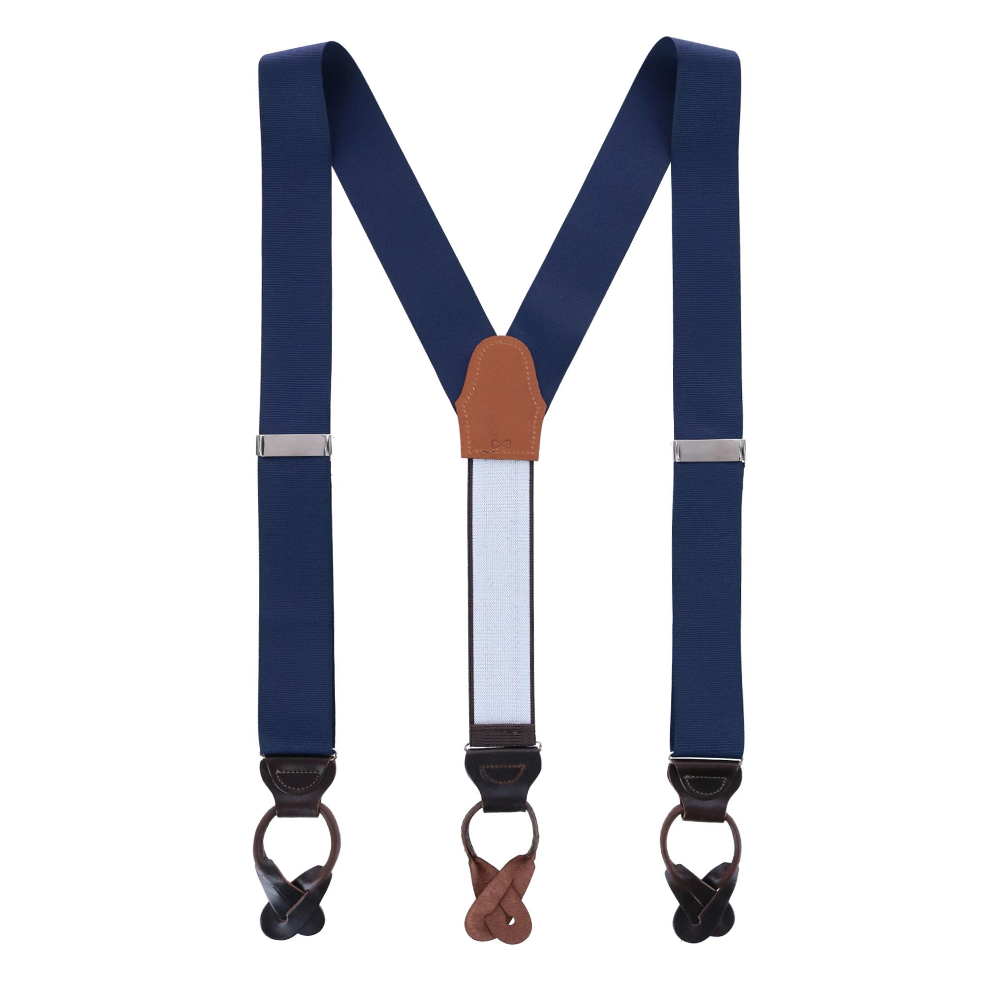  Trafalgar Phoenix 38mm Grosgrain Non Stretch Ribbon Button End Braces - Navy - Bonton