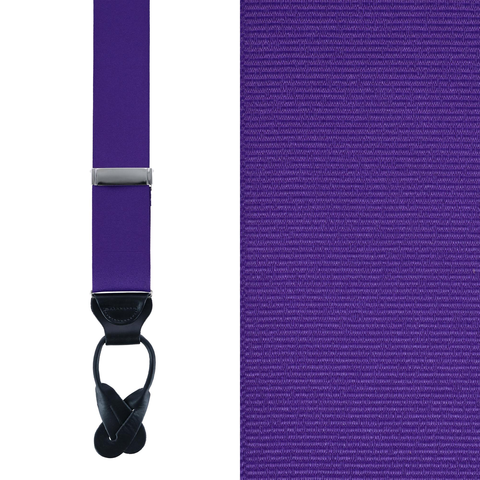  Trafalgar Phoenix 38mm Grosgrain Non Stretch Ribbon Button End Braces - Deep Purple - Bonton