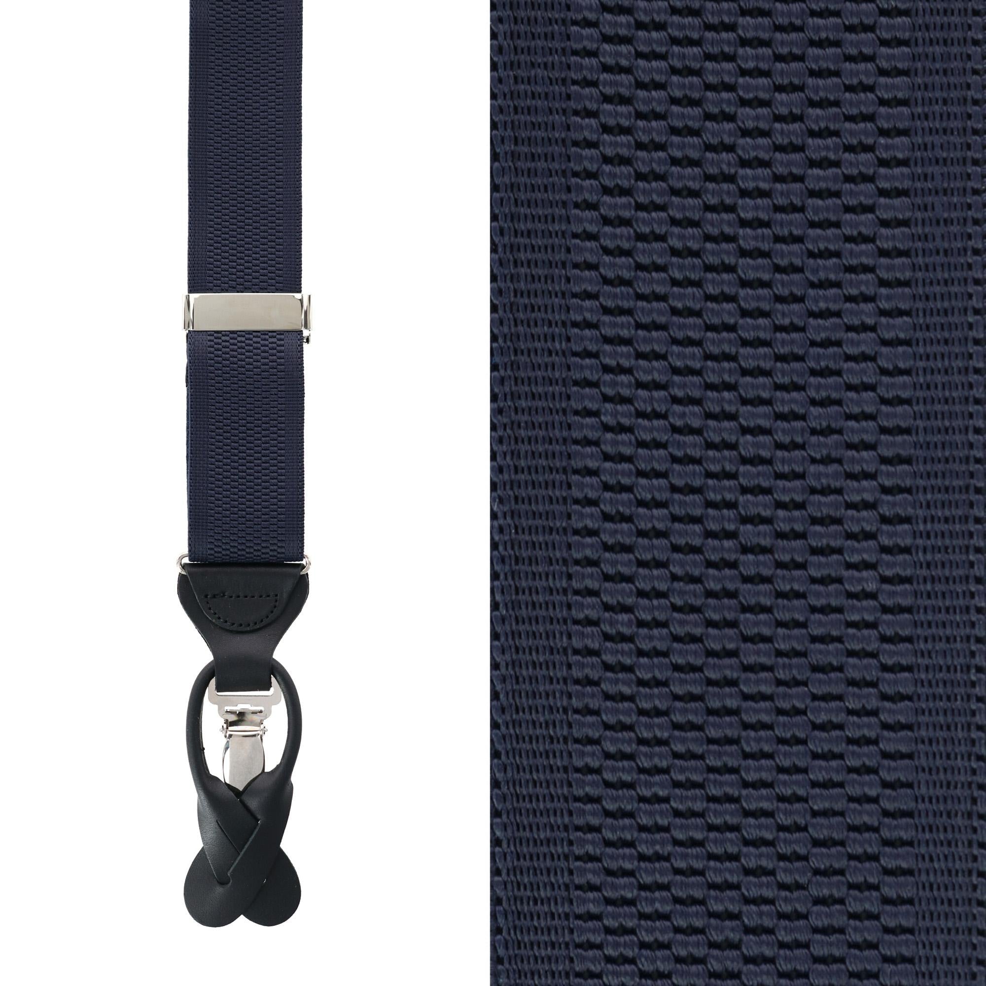  Trafalgar Classic Solid Color 38mm Convertible Braces - Navy - Bonton