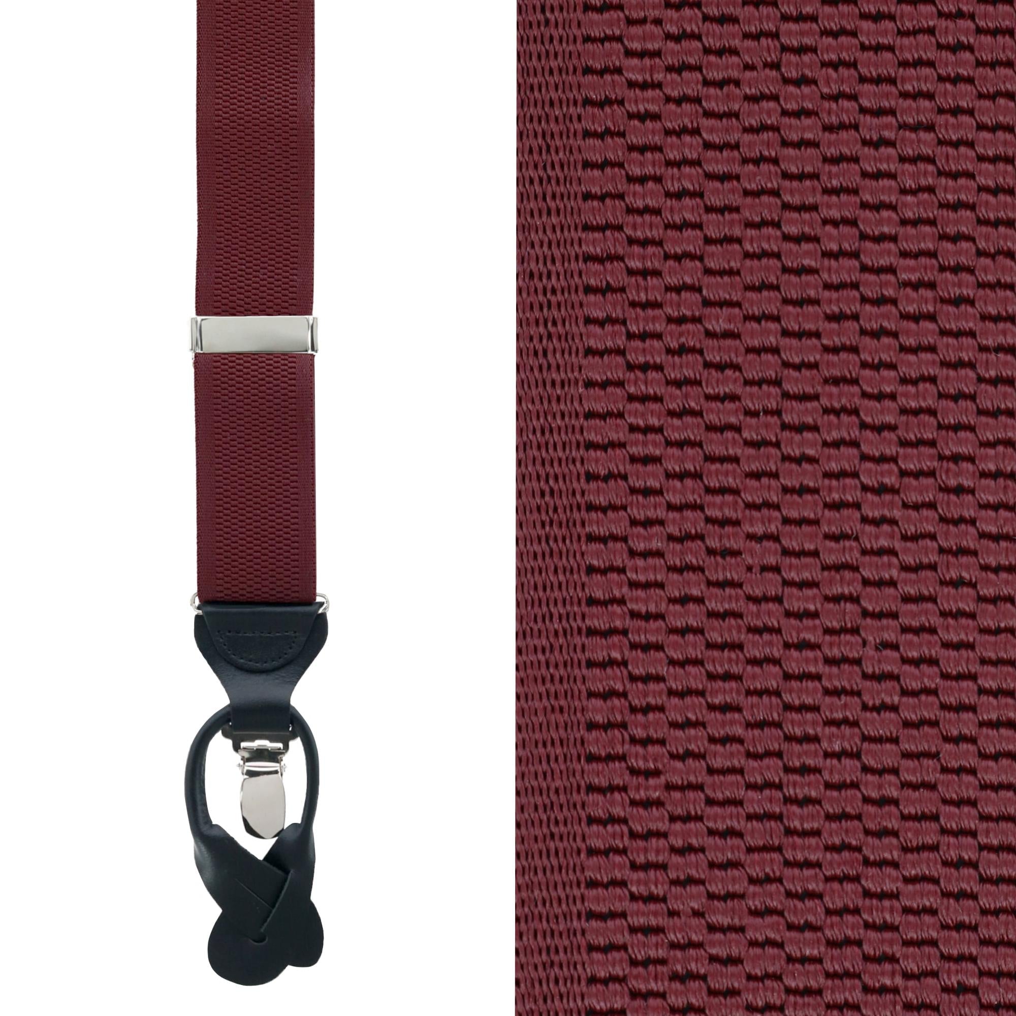  Trafalgar Classic Solid Color 38mm Convertible Braces - Burgundy - Bonton