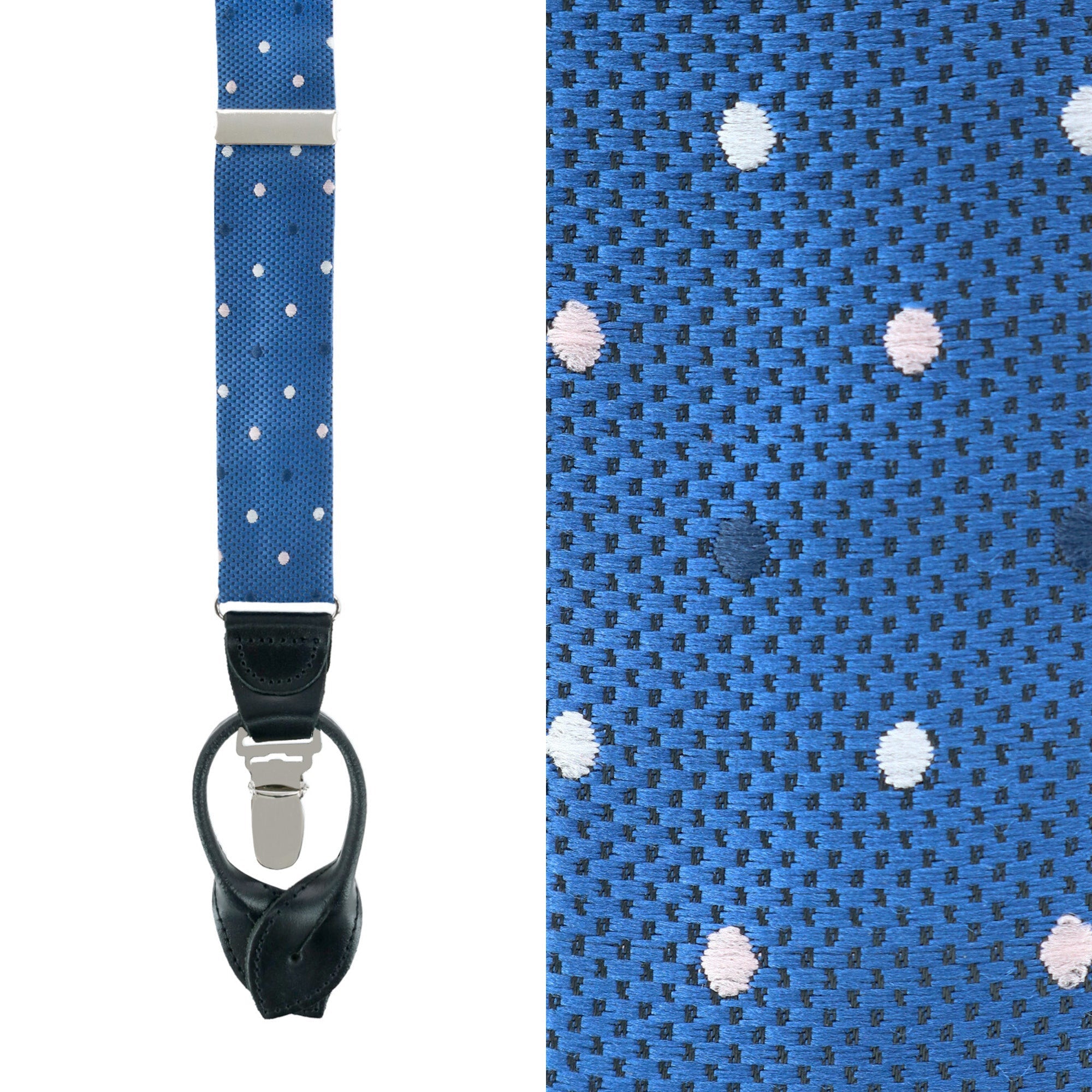  Trafalgar 32MM Polka Dot Convertible Braces - Navy - Bonton