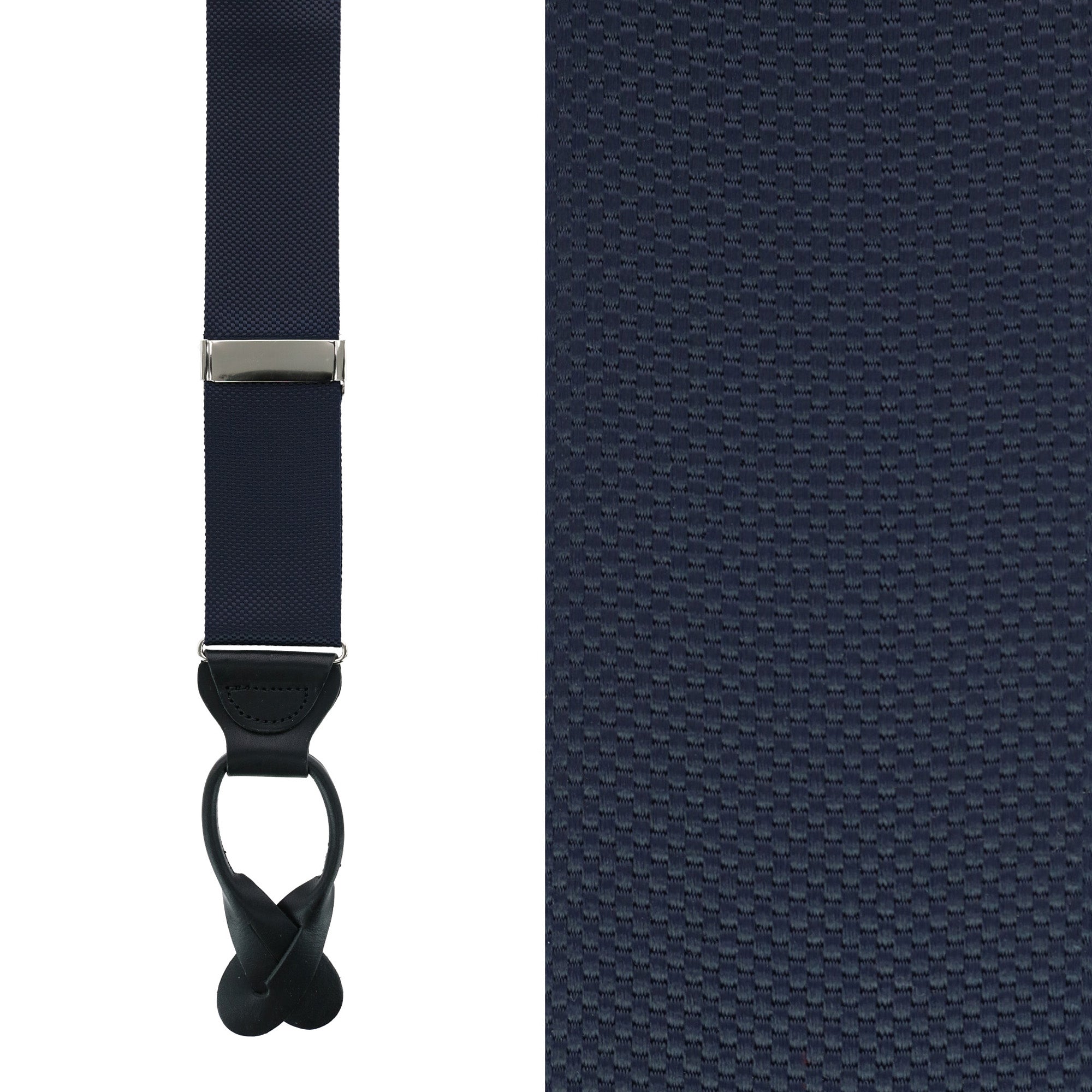  Trafalgar Big & Tall Hudson Solid Color Button End Braces - Navy - Bonton