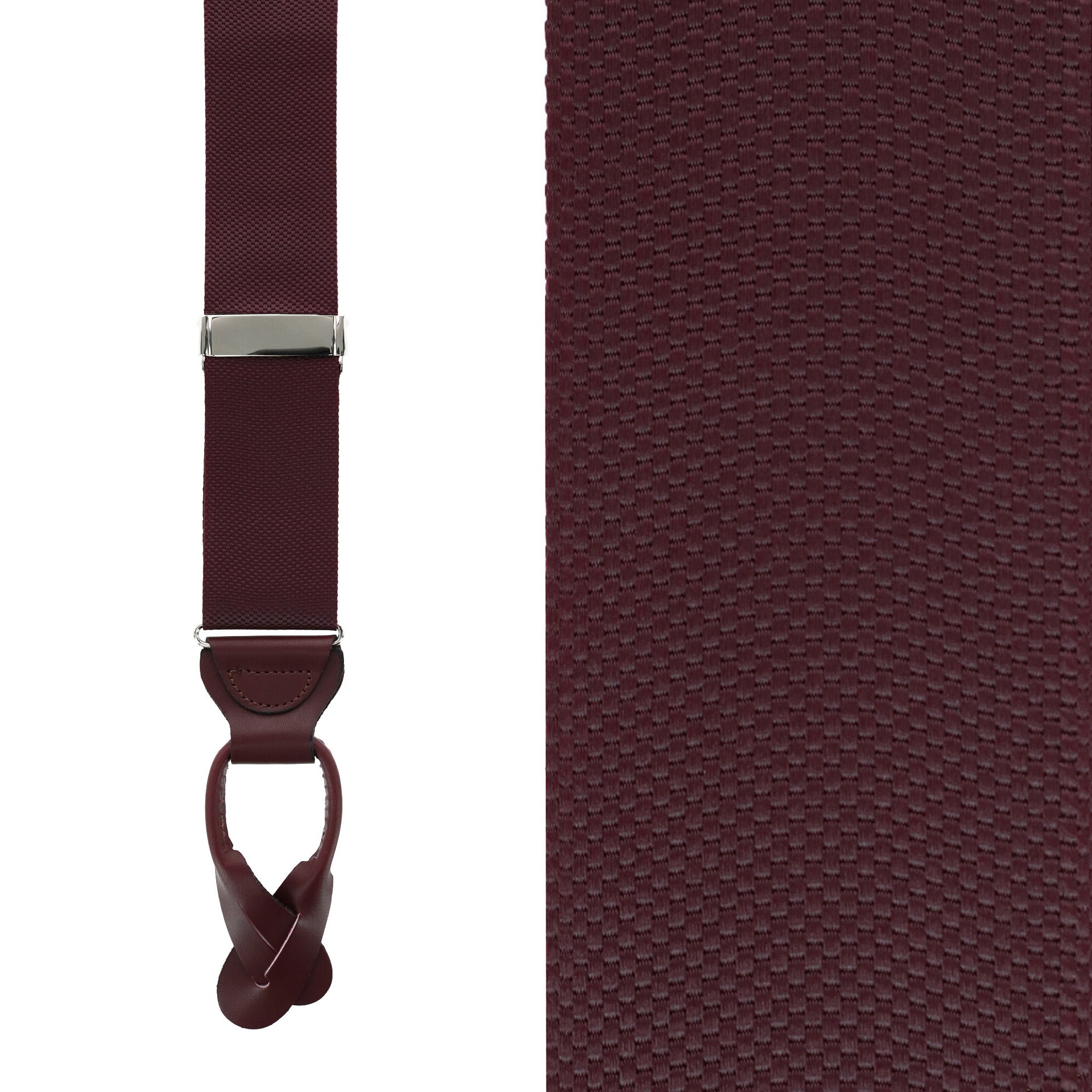  Trafalgar Big & Tall Hudson Solid Color Button End Braces - Burgundy - Bonton