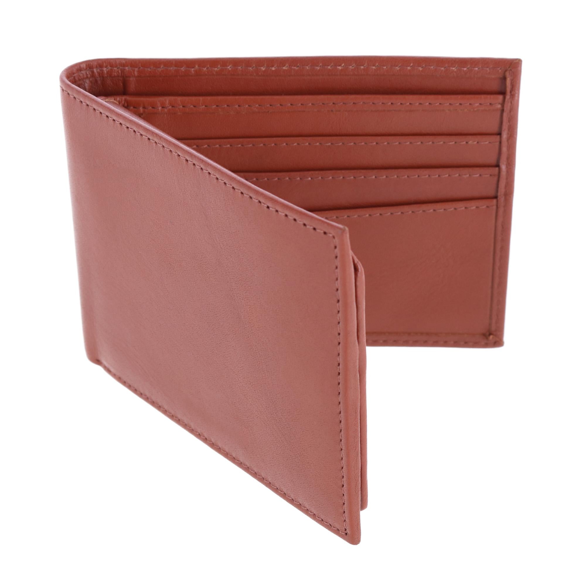  Trafalgar Sergio Genuine Leather RFID Bi-Fold Passcase Wallet - Tan - Bonton