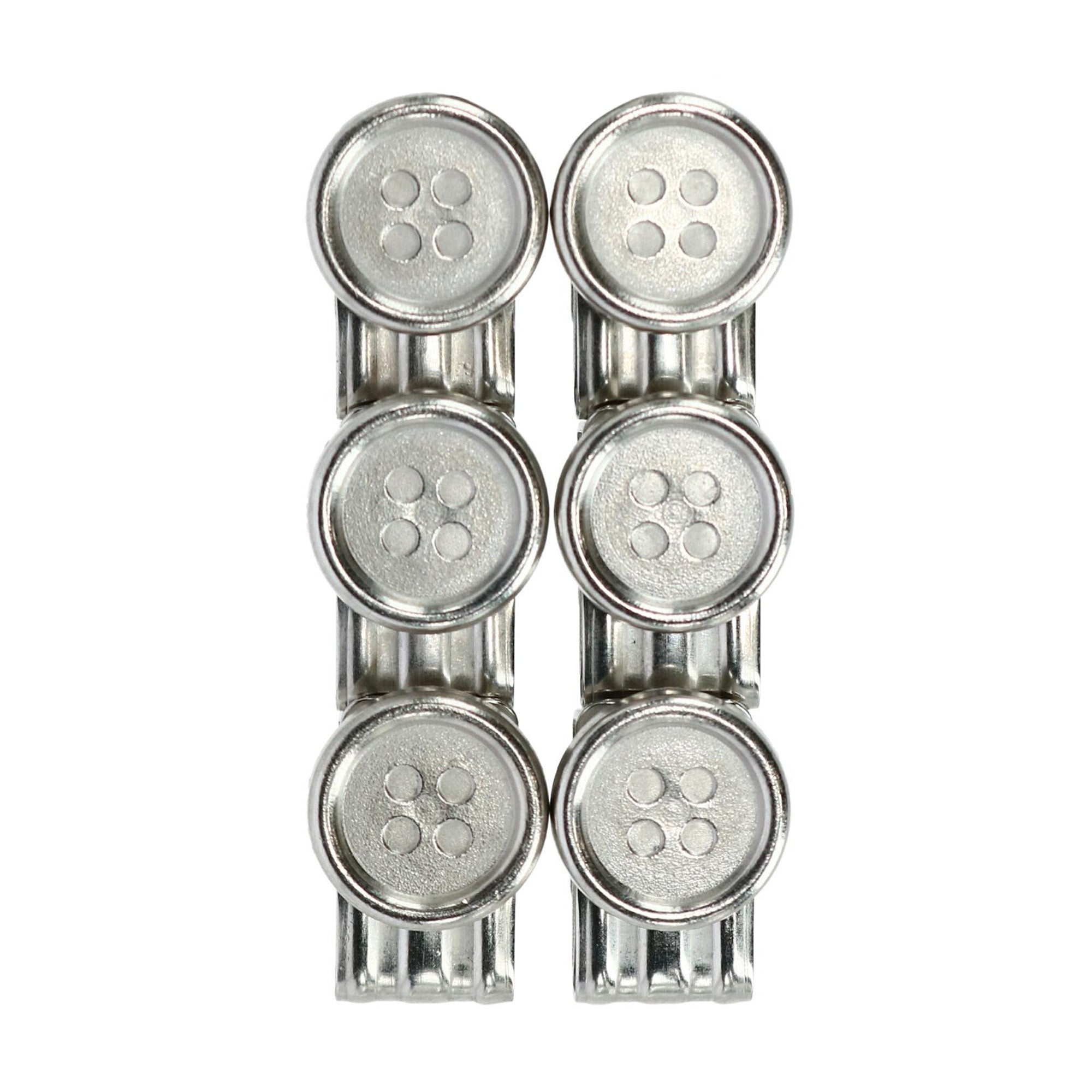  Trafalgar No Sew Moveable Button End Brace Clips (Set of 6) - Brushed Silver - Bonton