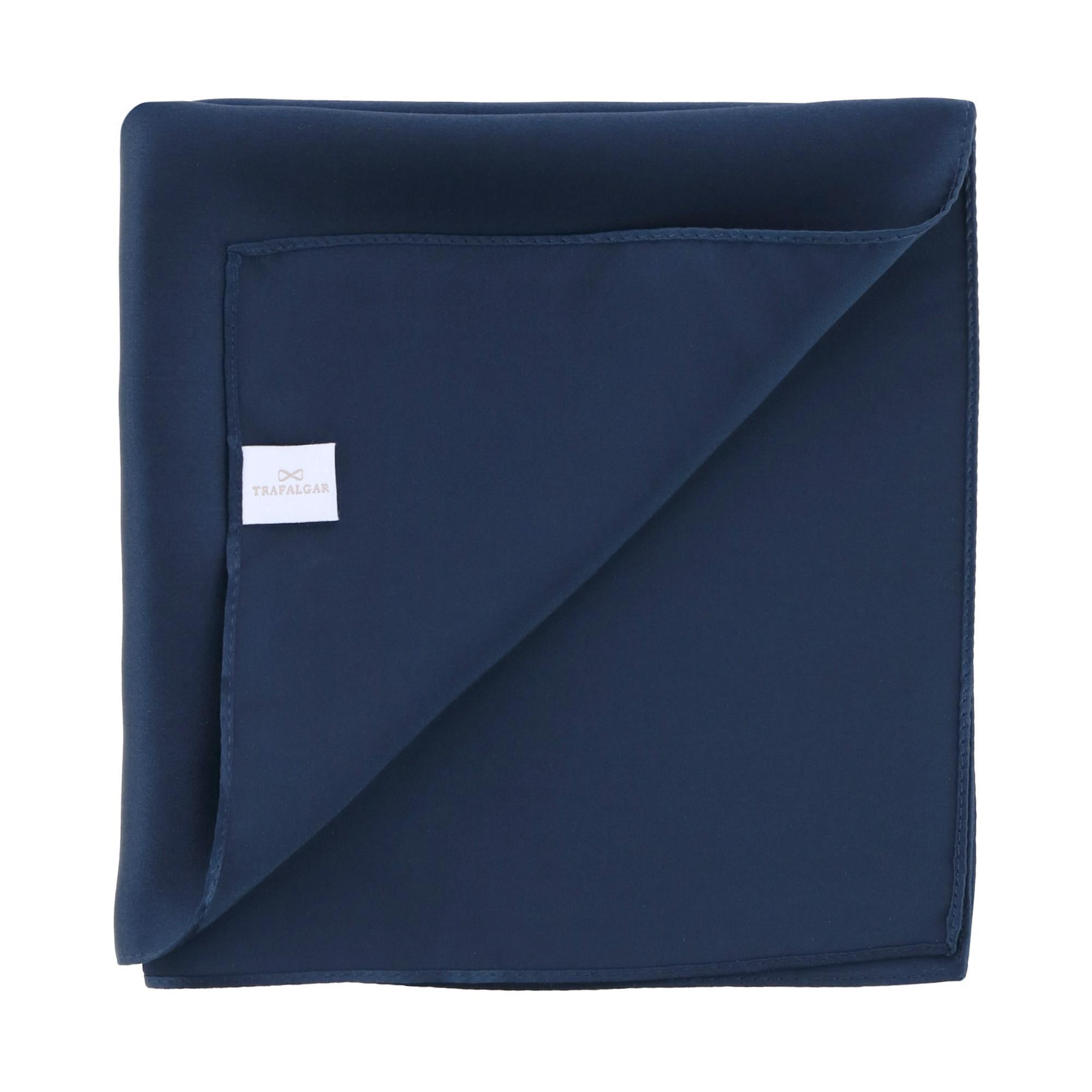  Trafalgar Sutton Solid Color 13 Inch Silk Pocket Square - Navy - Bonton