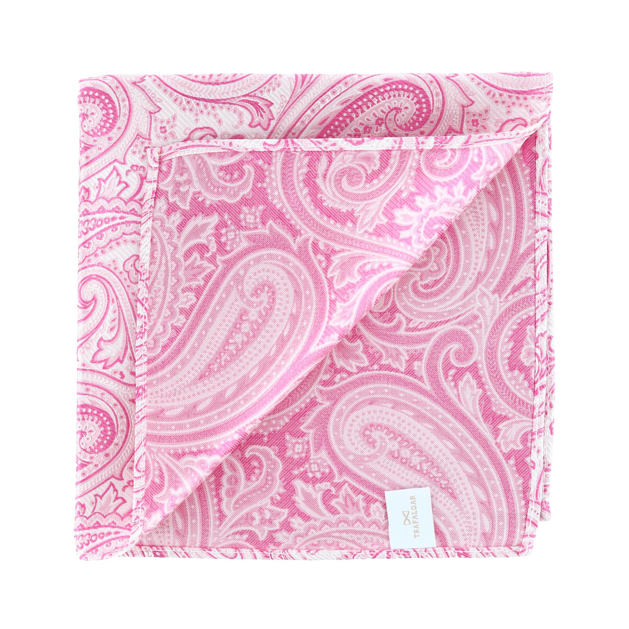  Trafalgar Sobee Paisley Silk Pocket Square - Pink - Bonton