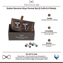 Sutton Genuine Onyx Formal Set (2 Cuffs & 4 Studs)