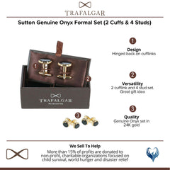 Sutton Genuine Onyx Formal Set (2 Cuffs & 4 Studs)