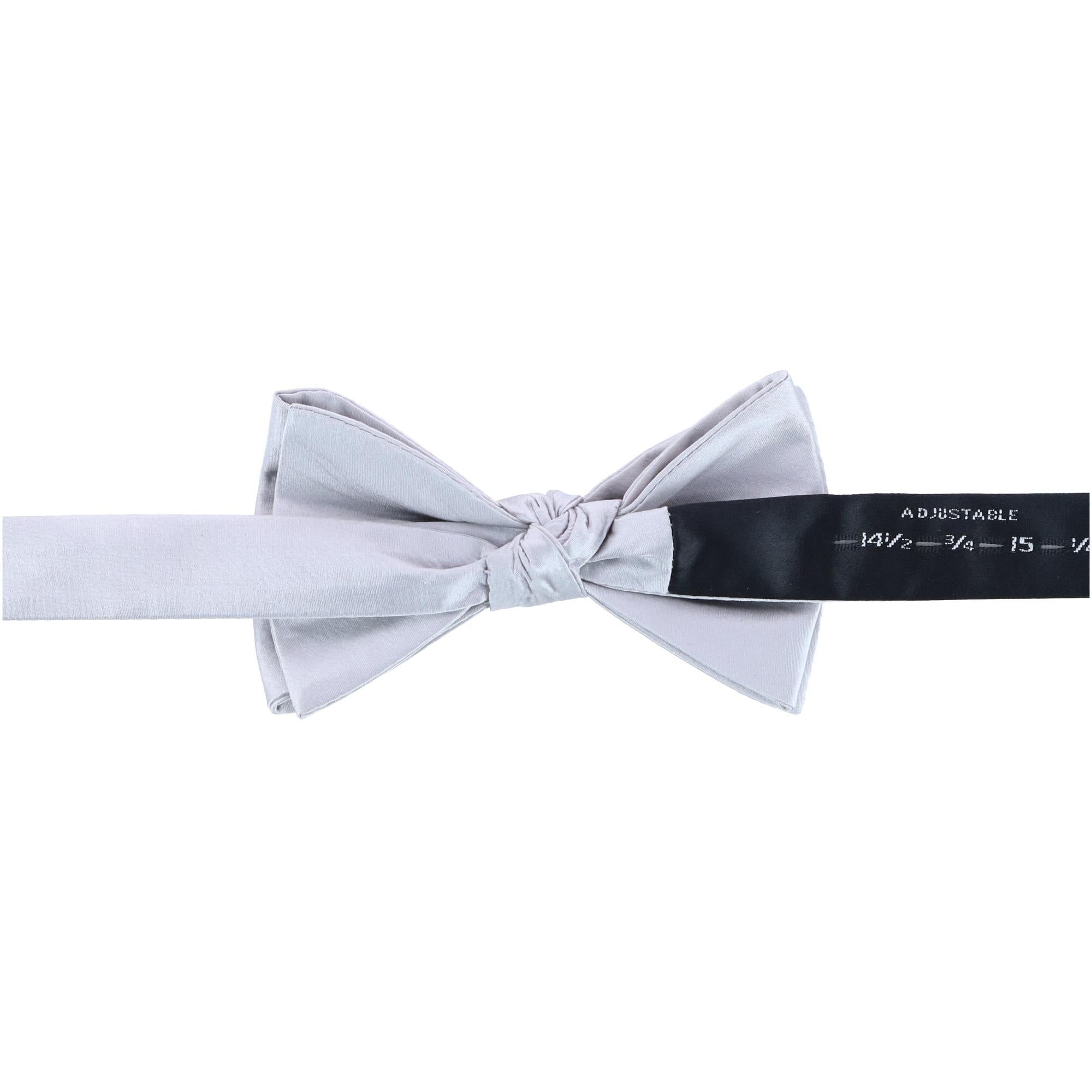  Trafalgar Sutton Solid Color Silk Bow Tie - Silver - Bonton