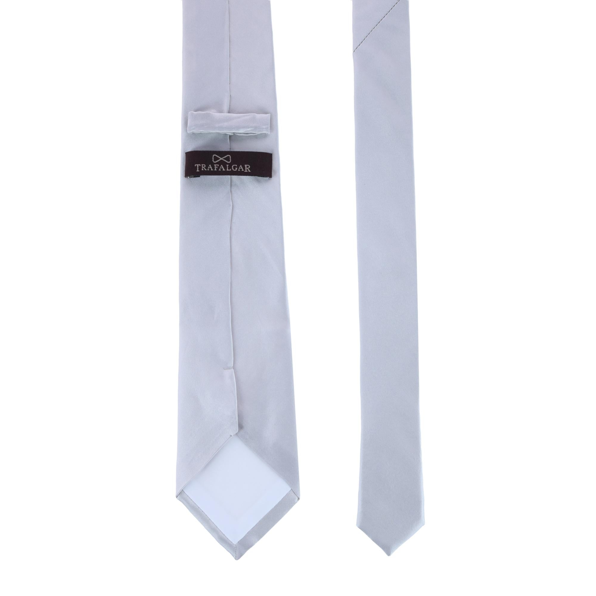  Trafalgar Sutton Solid Color Silk Necktie - Silver - Bonton