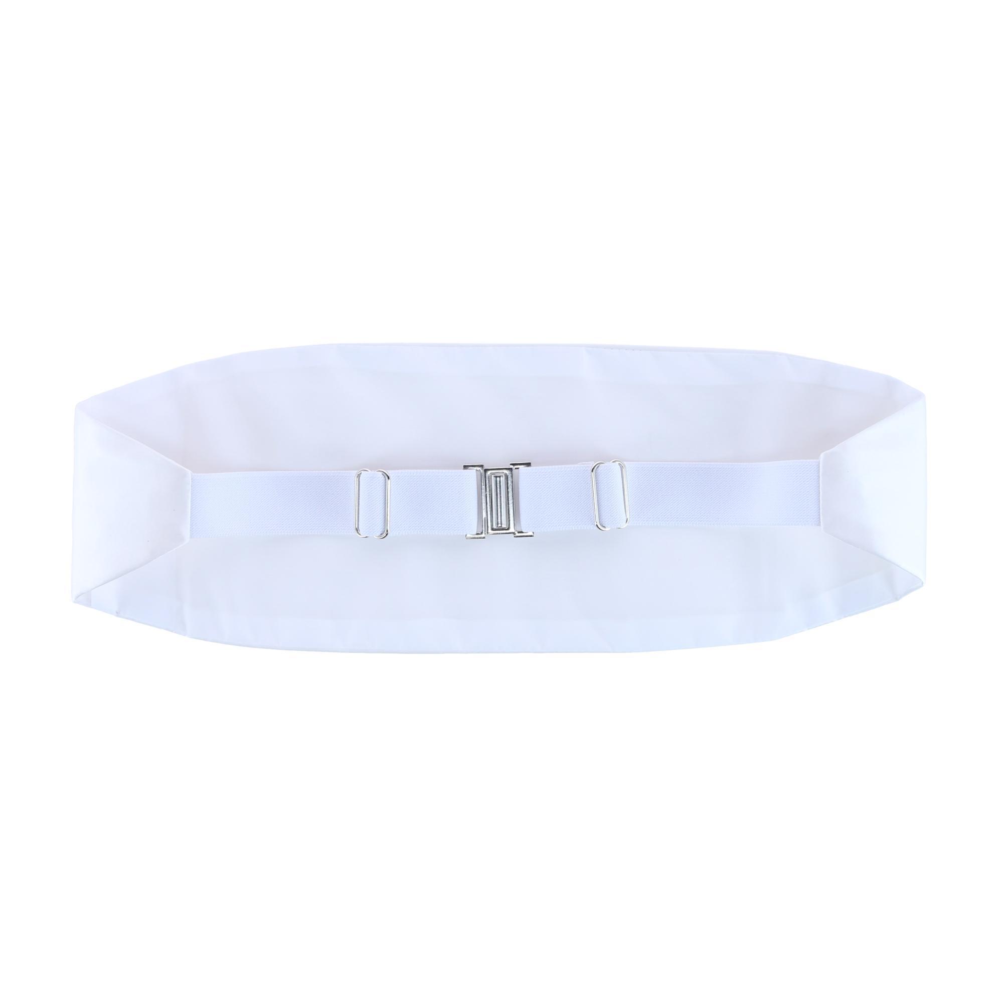  Trafalgar Sutton Solid Color Silk Cummerbund - White - Bonton