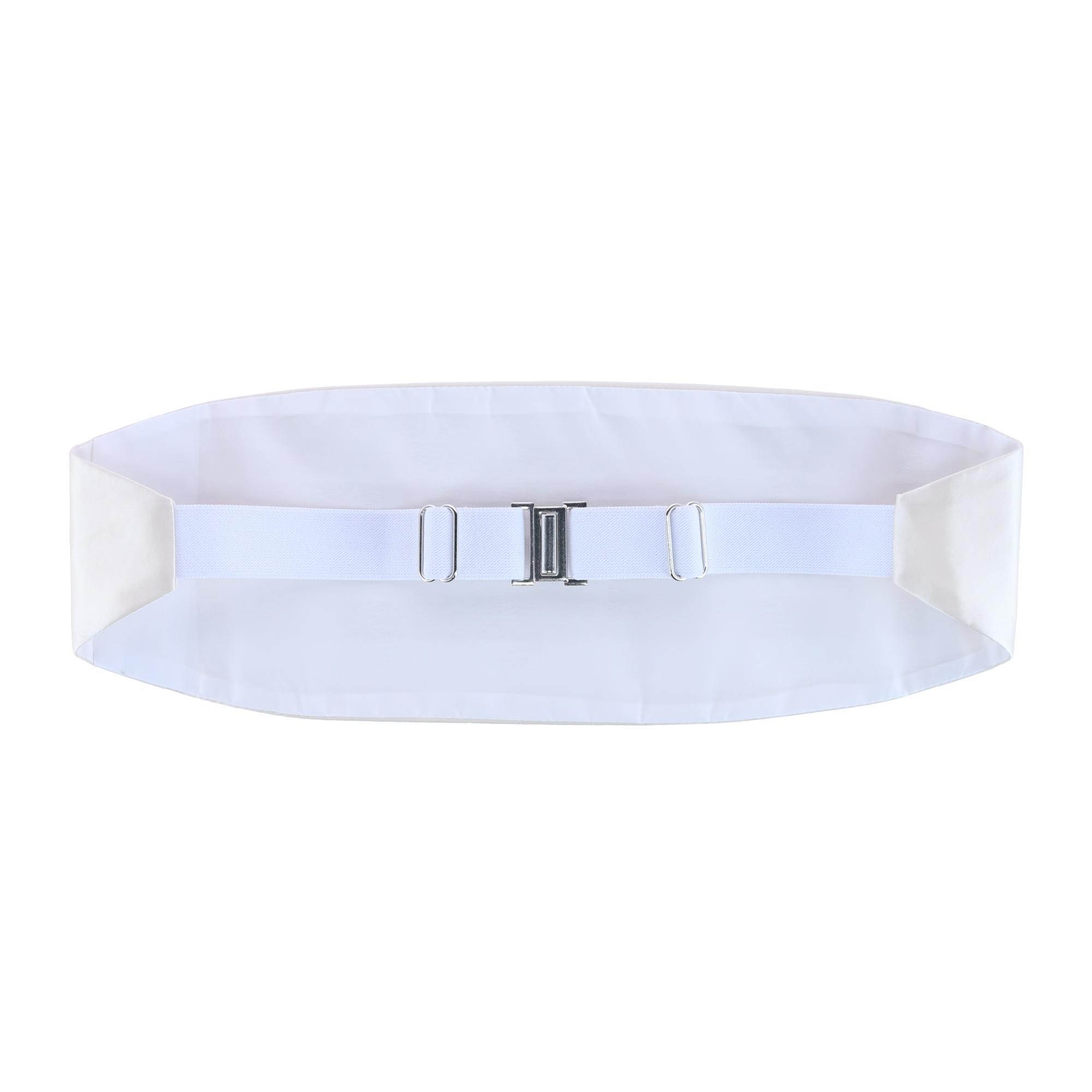  Trafalgar Sutton Solid Color Silk Cummerbund - White - Bonton