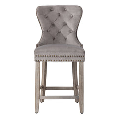 24" Tufted Velvet Counter Stool Antique Gray & Velvet