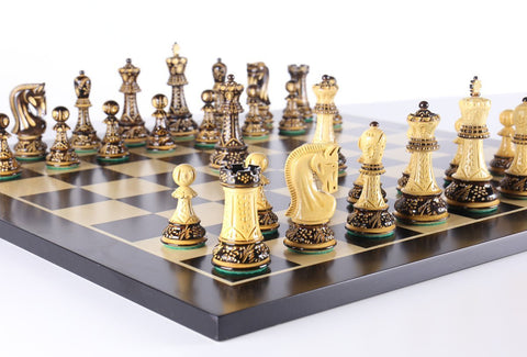The 4" Burnt Zagreb Chess Set Combo - Chess Set - Chess-House