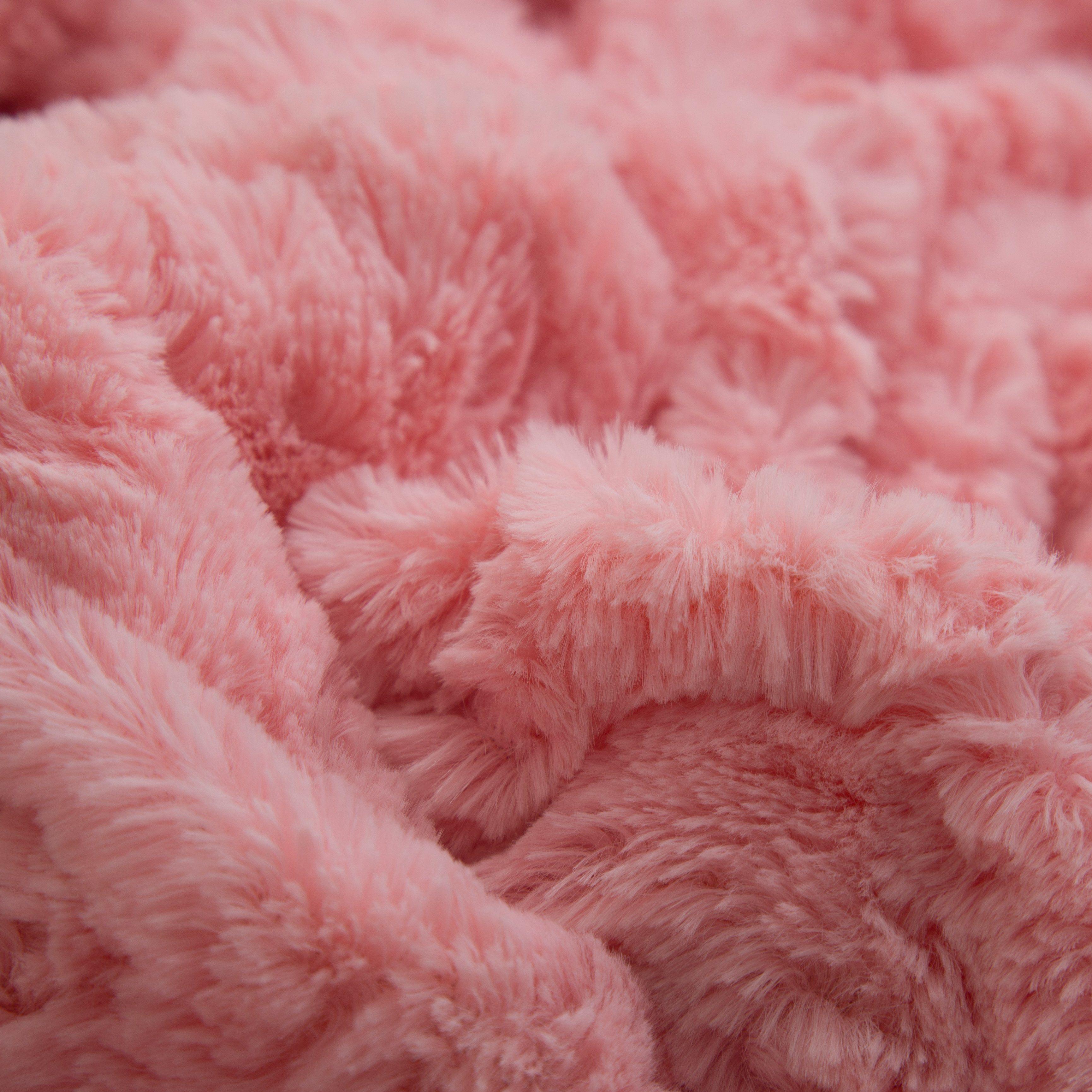  DaDa Bedding Collection DaDa Bedding Luxury Blossom Pink Rose Buds Pink Sherpa Backside Faux Fur Throw Blanket (BL-171752) by DaDa Bedding Collection - 50