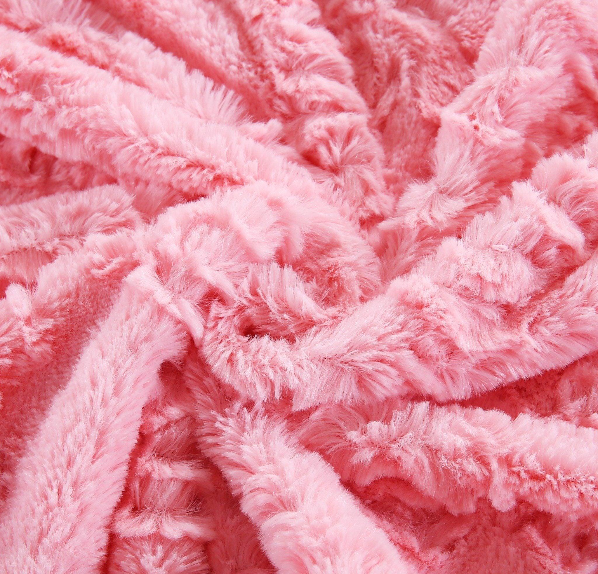  DaDa Bedding Collection DaDa Bedding Luxury Blossom Pink Rose Buds Pink Sherpa Backside Faux Fur Throw Blanket (BL-171752) by DaDa Bedding Collection - 50
