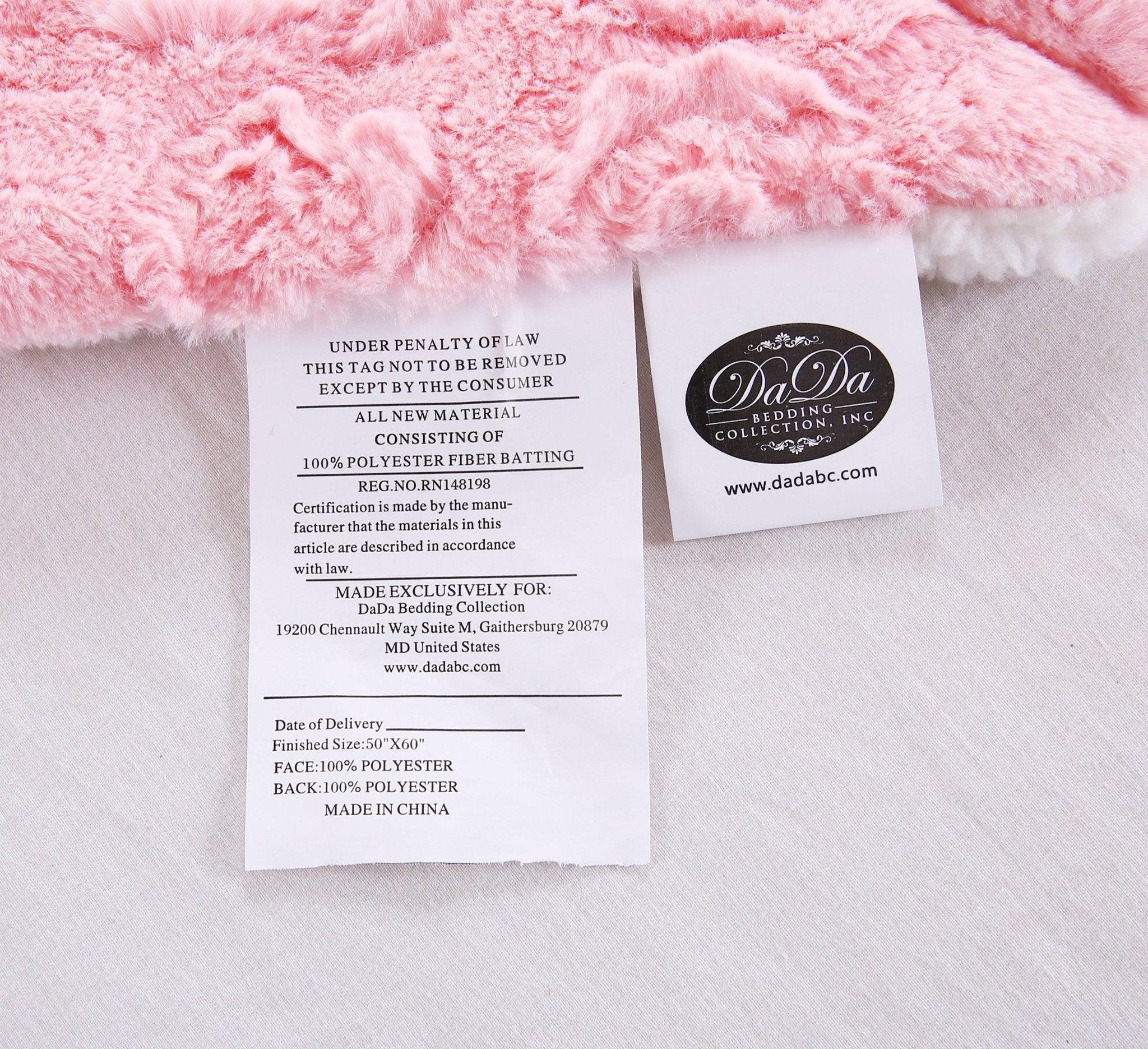  DaDa Bedding Collection DaDa Bedding Luxury Blossom Pink Rose Buds Pink Sherpa Backside Faux Fur Throw Blanket (BL-171752) by DaDa Bedding Collection - 50