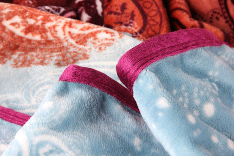 DaDa Bedding Paisley Dreams Floral Burgundy Mink Fleece Flannel Throw Blanket (XY0025) - DaDa Bedding Collection