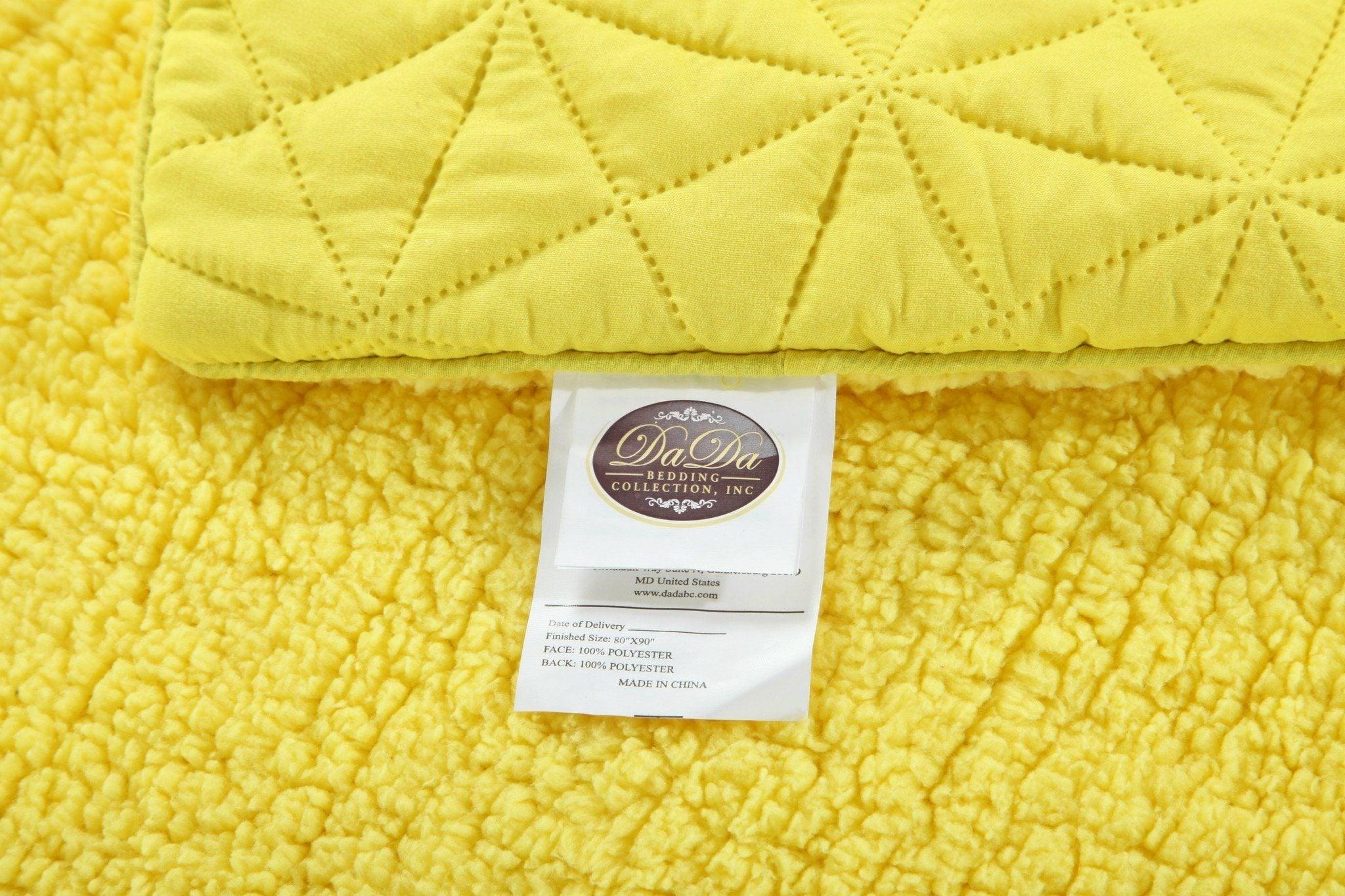  DaDa Bedding Collection DaDa Bedding Happy Sunny Yellow Bright Quilted Ultra Sonic Reversible Throw Blanket Bedspread (BJ0107) by DaDa Bedding Collection - 63