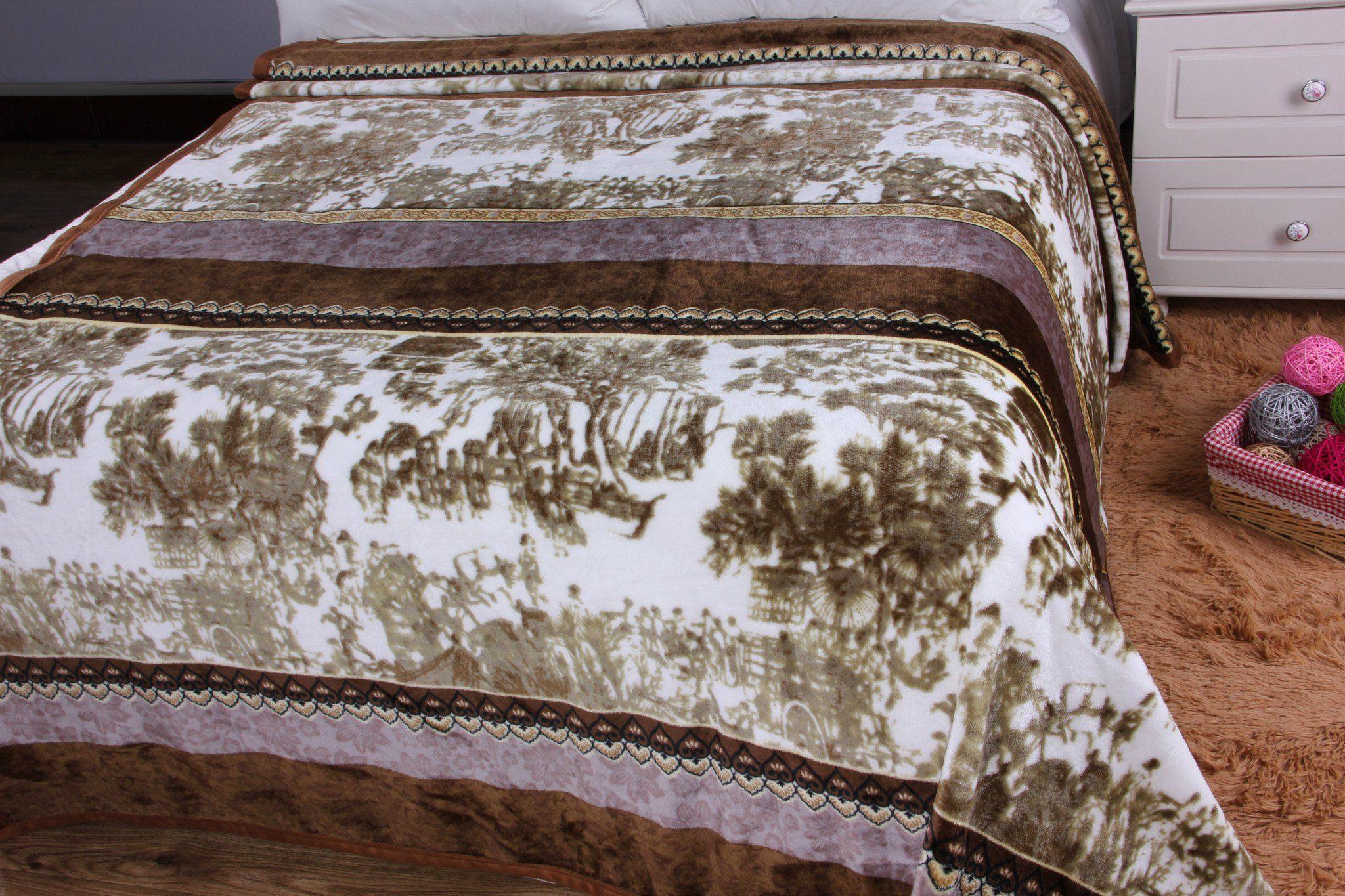  DaDa Bedding Collection DaDa Bedding Elegant Twilight Lavender Brown Floral Flannel Mink Fleece Throw Blanket (XY9879) by DaDa Bedding Collection - 50