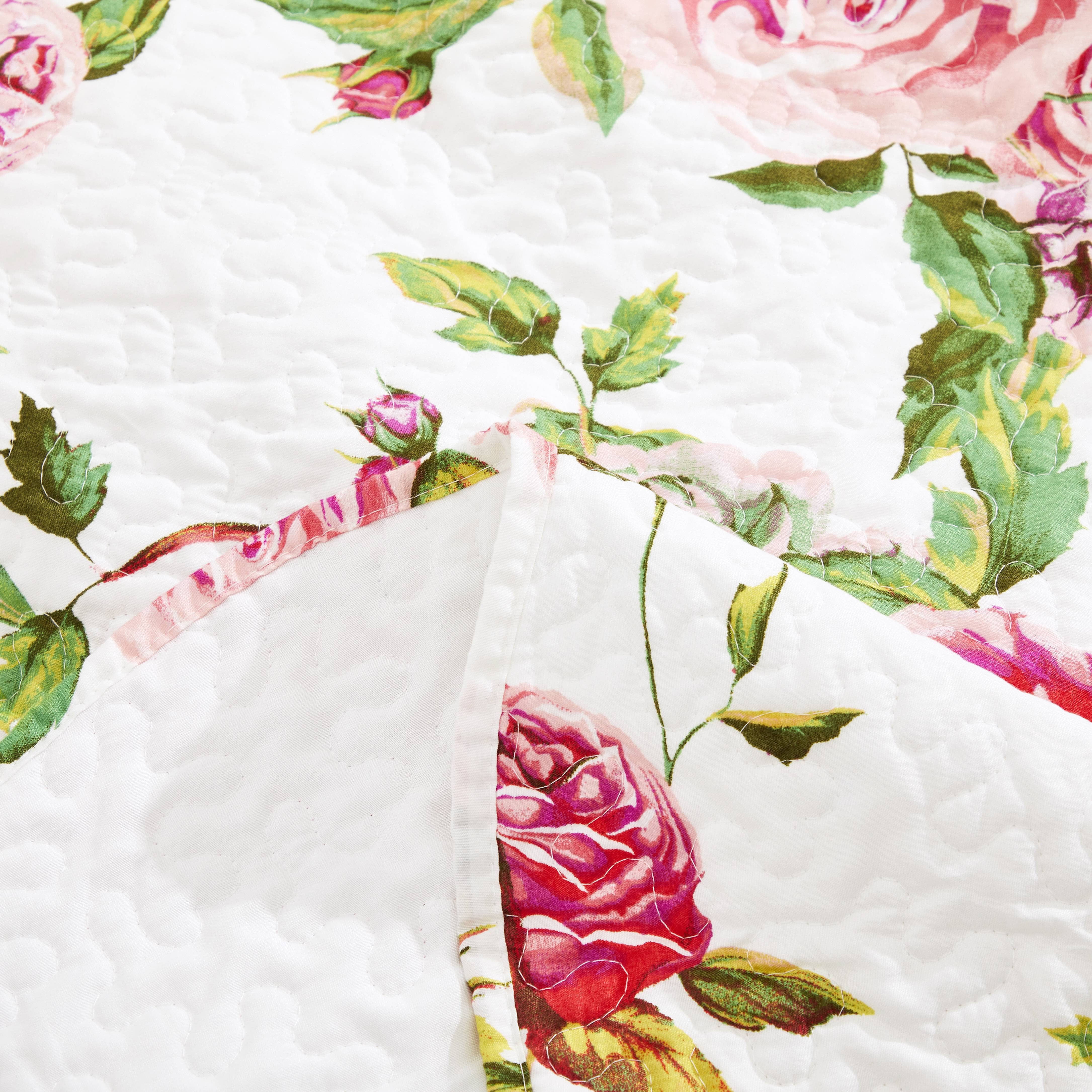  DaDa Bedding Collection DaDa Bedding Romantic Roses Floral Throw Blanket - Lovely Spring Pink & White Scalloped Colorful Lightweight Breathable - Bright Vibrant Quilted Throw Blanket - 50 x 60 by DaDa Bedding Collection - Default Title - Bonton