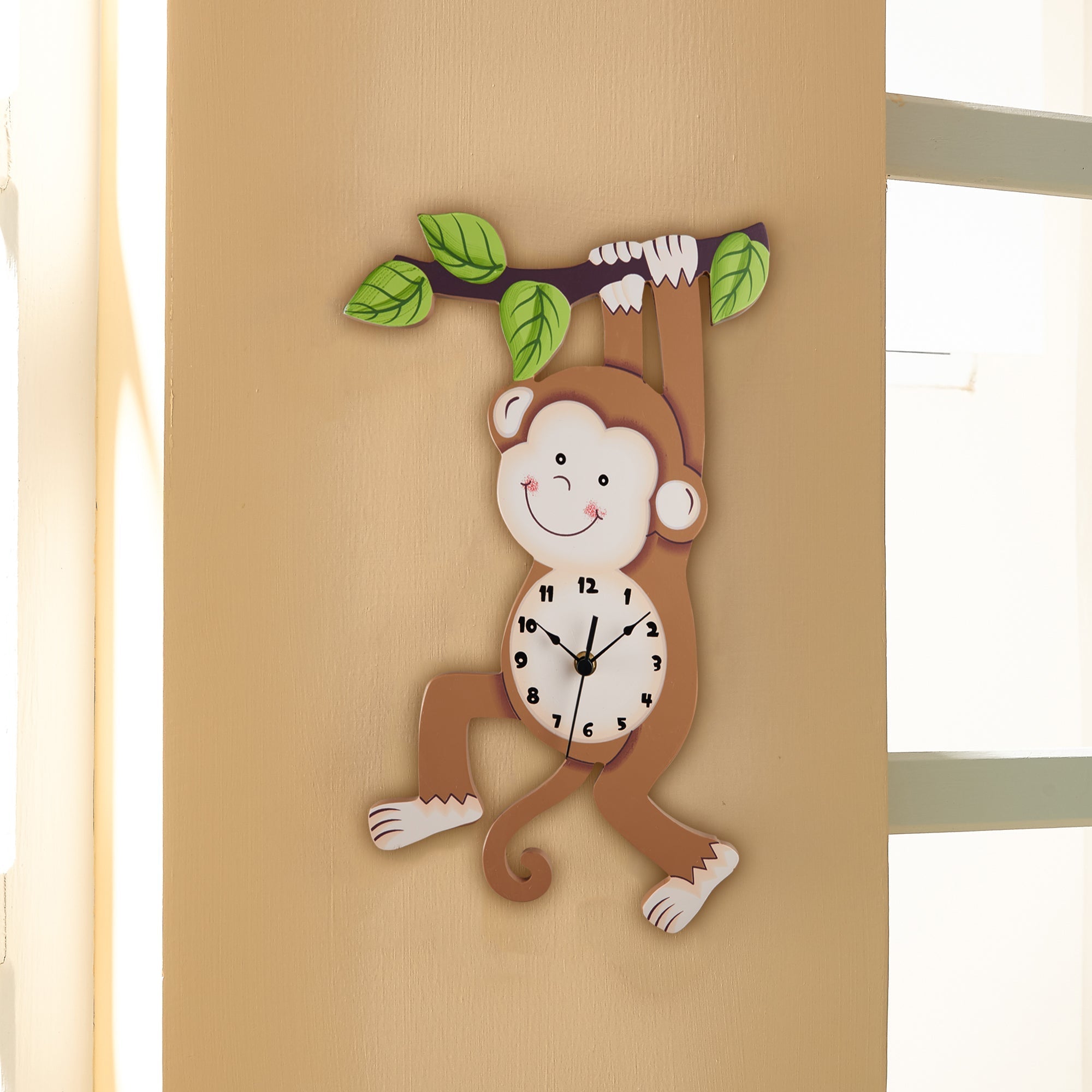  Teamson Kids Fantasy Fields - Toy Furniture -Sunny Safari Monkey Wall Clock - Brown/Multi-Color - Bonton