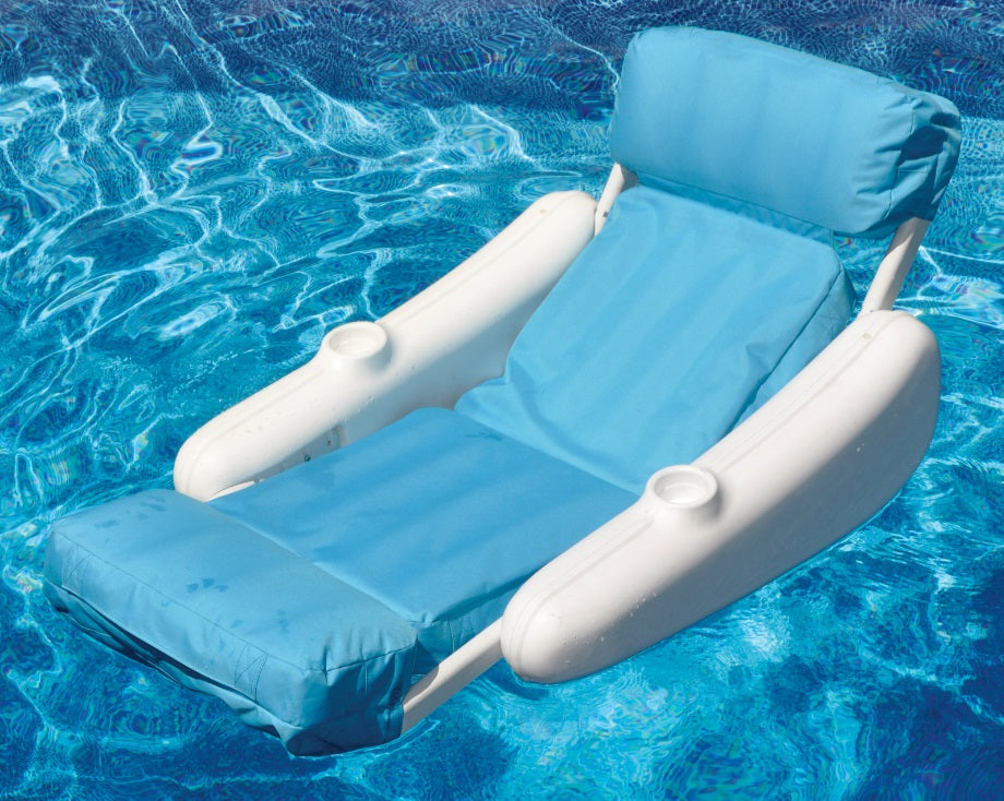  Swim Central 66-Inch Inflatable Blue and White Swimming Pool Floating Lounge Seat - Default Title - Bonton