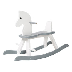 Wooden Ride-on Rocking Horse in White/Gray, 55 Lb Capacity